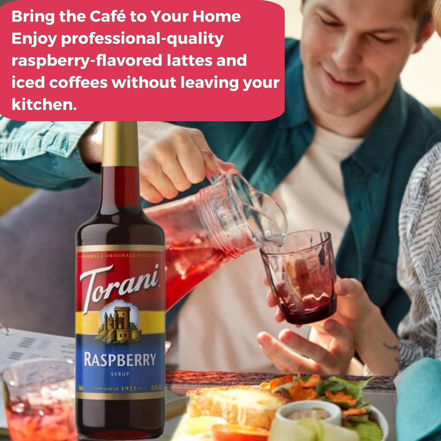 Jimoco® Syrup Pump Dispenser + Torani® Raspberry Syrup, 25.4 oz - Coffee Syrup Pump & Flavoring Bundle