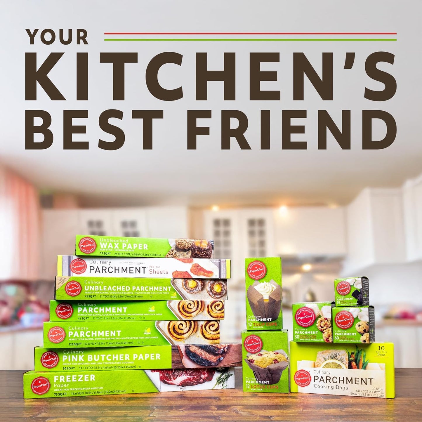 Variety Pack - XL, Large & Mini Baking Cups - Easy Release, Non-Stick Paper - 3 Pack