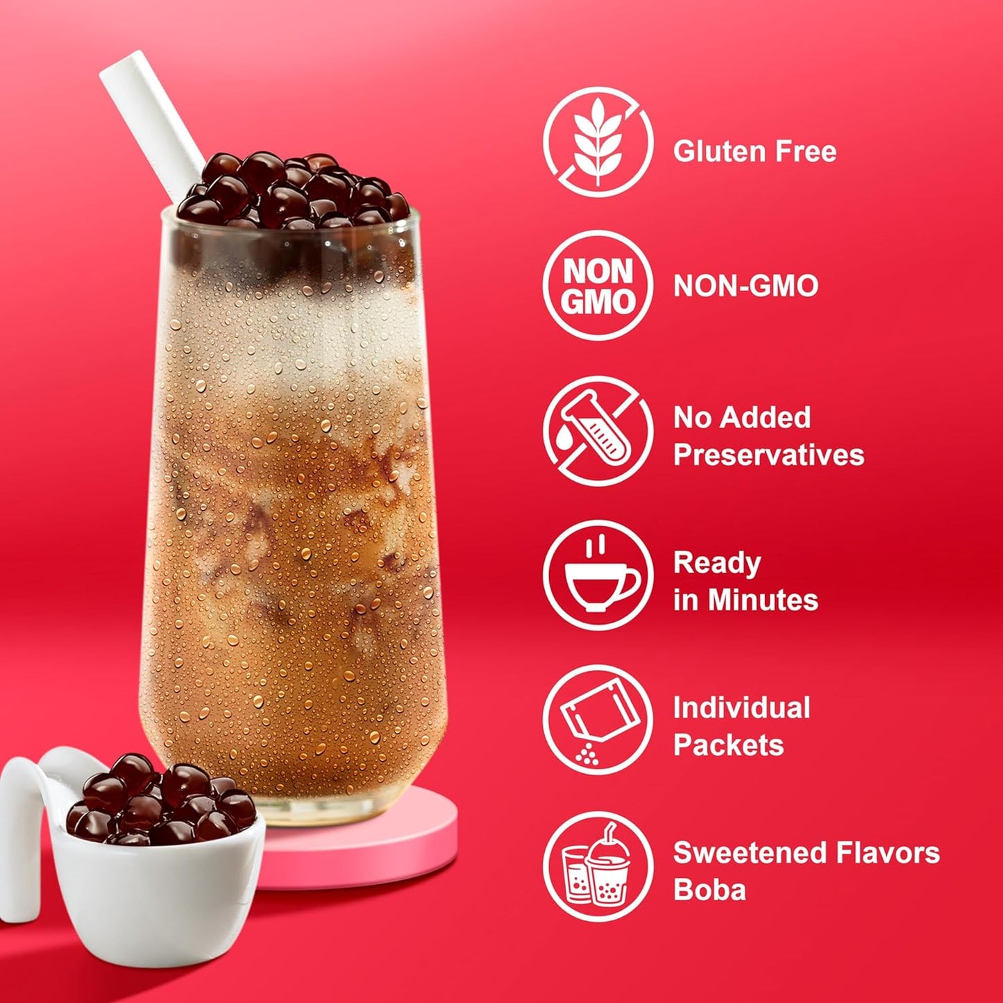 J WAY Instant Boba Bubble Pearl Milk Tea Kit with Authentic Brown Sugar Tapioca Boba, Ready in Under One Minute, Paper Straws Included - 6 Servings