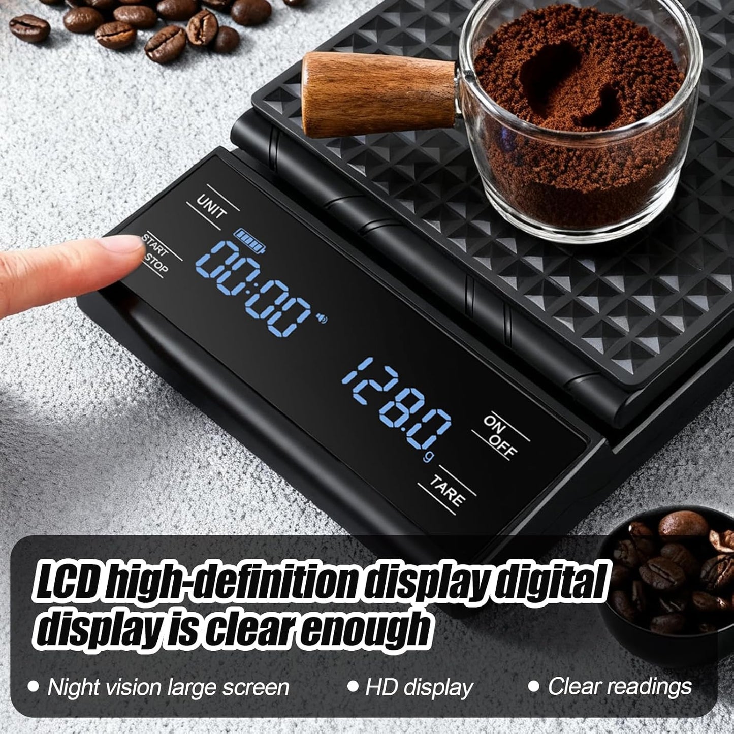 Coffee Scale with Timer, 5kg/0.1g Precision Pour Over Drip Espresso Scale for French Press, Digital Kitchen Scale with Auto Tare, Lit LCD Display and Silicone Cover, Batteries Included