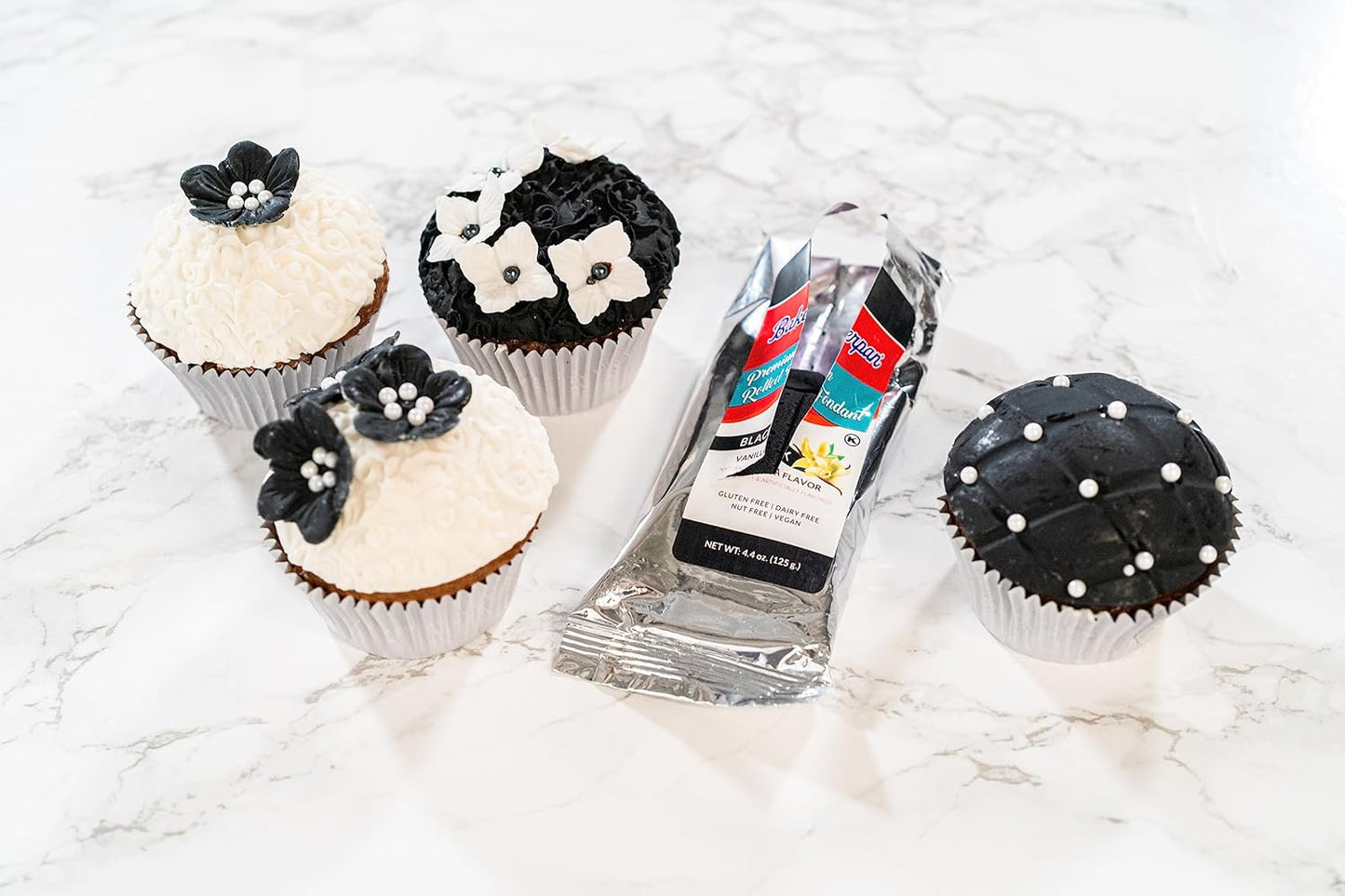 Bakerpan Premium Rolled Black Fondant for Cake Decorating - 2 Pounds, Vanilla Flavor