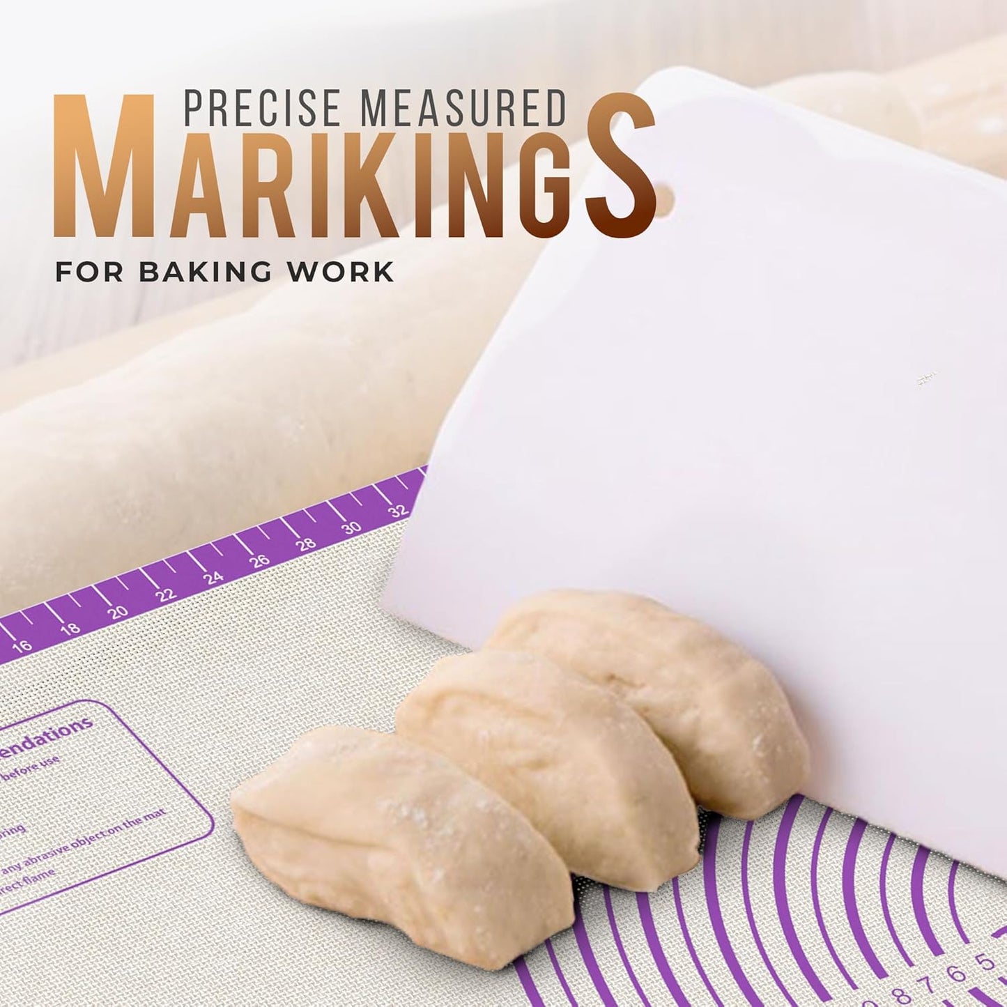 28 * 20 inches purple, non-slip silicone baking sheets - baking mat with 0.7mm thickness - non-stick pastry & cookie mat for kitchen counter for rolling out dough with measurements.