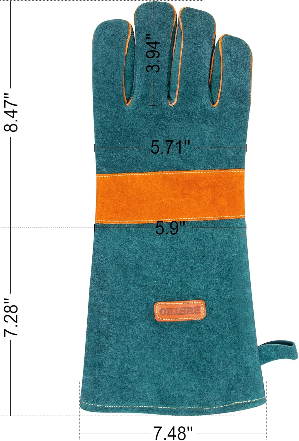 BEETRO 932℉ Heat Resistant Forge/Mig/Stick Welding Gloves for Oven/Grill/Fireplace/Furnace/Stove/Pot Holder/Wood Burner