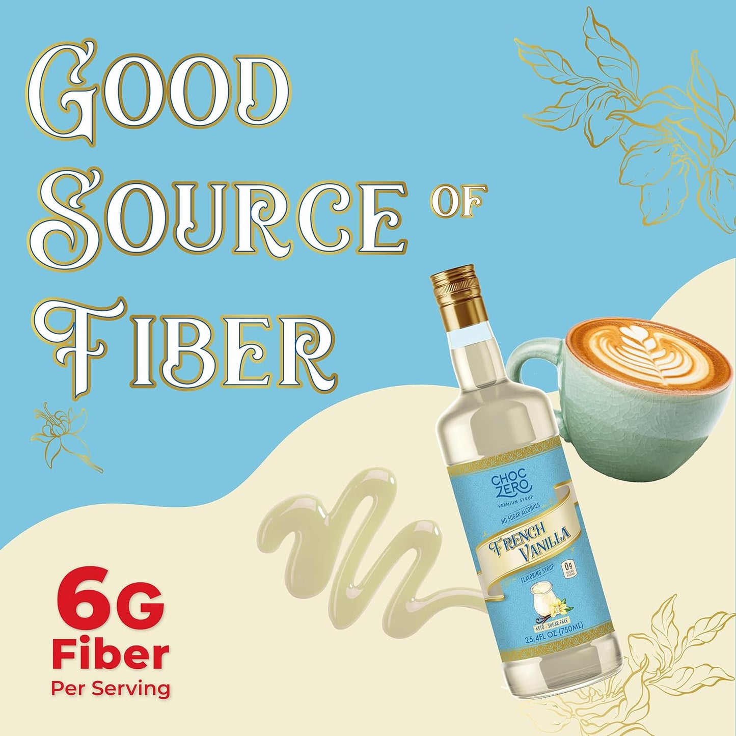 ChocZero French Vanilla Coffee Syrup – Sugar Free Coffee Flavoring, Keto Friendly, Low Carb, No Sugar Alcohols – Vegan, Gluten Free, Non-GMO – 25.4 Fluid Ounces