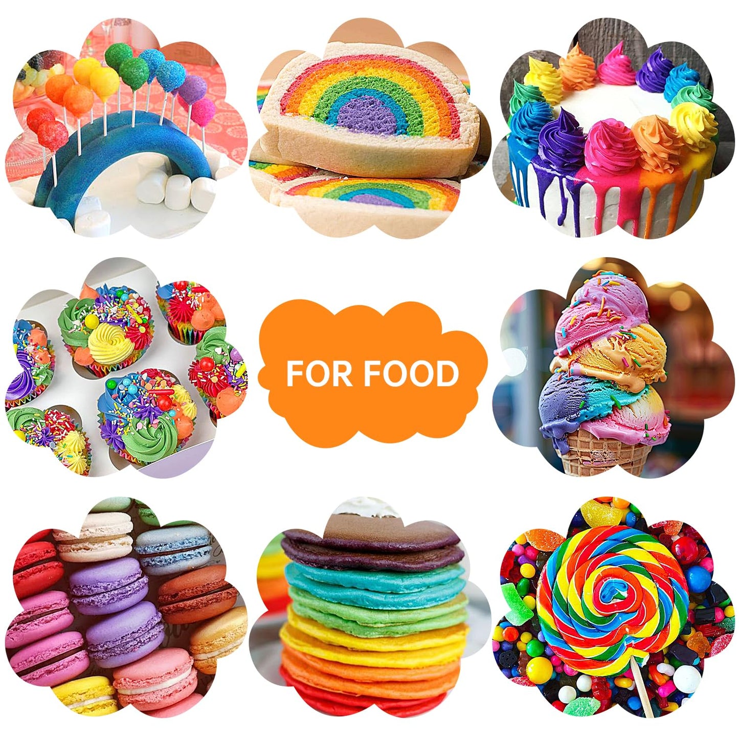 Food Coloring Liquid Food Color 24 Colors Herbeklab Water Based Food Dye Slime Coloring Dye Neon Food Coloring for Baking Icing Cake Decorating, 0.35 fl oz/bottle