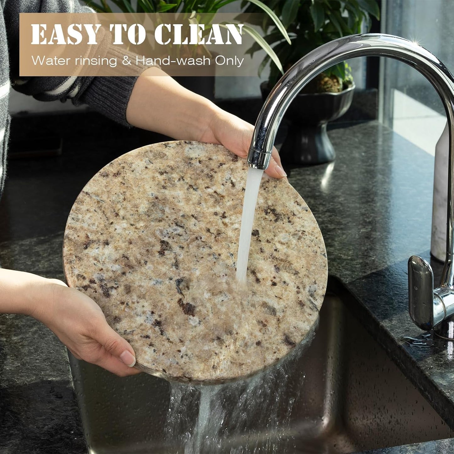 Koville 11 Inch Round Marble Cutting Board for Kitchen Countertop, Golden Brown Marble Cutting Boards Pastry Board for Kitchen Decor, Stone Cutting Cheese Board Charcuterie Boards