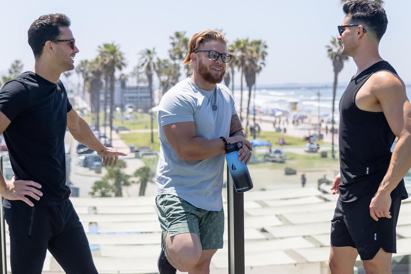 HYDRO CELL Stainless Steel Insulated Water Bottle with Straw - For Cold & Hot Drinks - Metal Vacuum Flask with Screw Cap and Modern Leakproof Sport Thermos for Adults (Blue/Black 32oz)