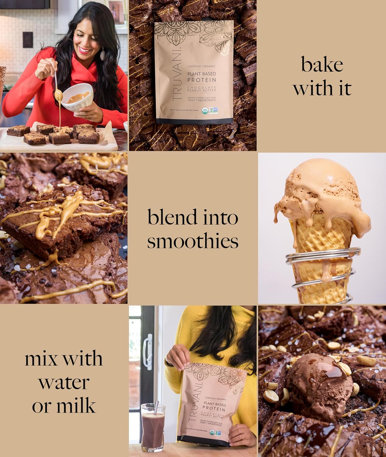 Truvani Vegan Pea Protein Powder | Chocolate Peanut Butter | 20g Organic Plant Based Protein | 20 Servings | Keto | Gluten & Dairy Free | Low Carb | No Added Sugar