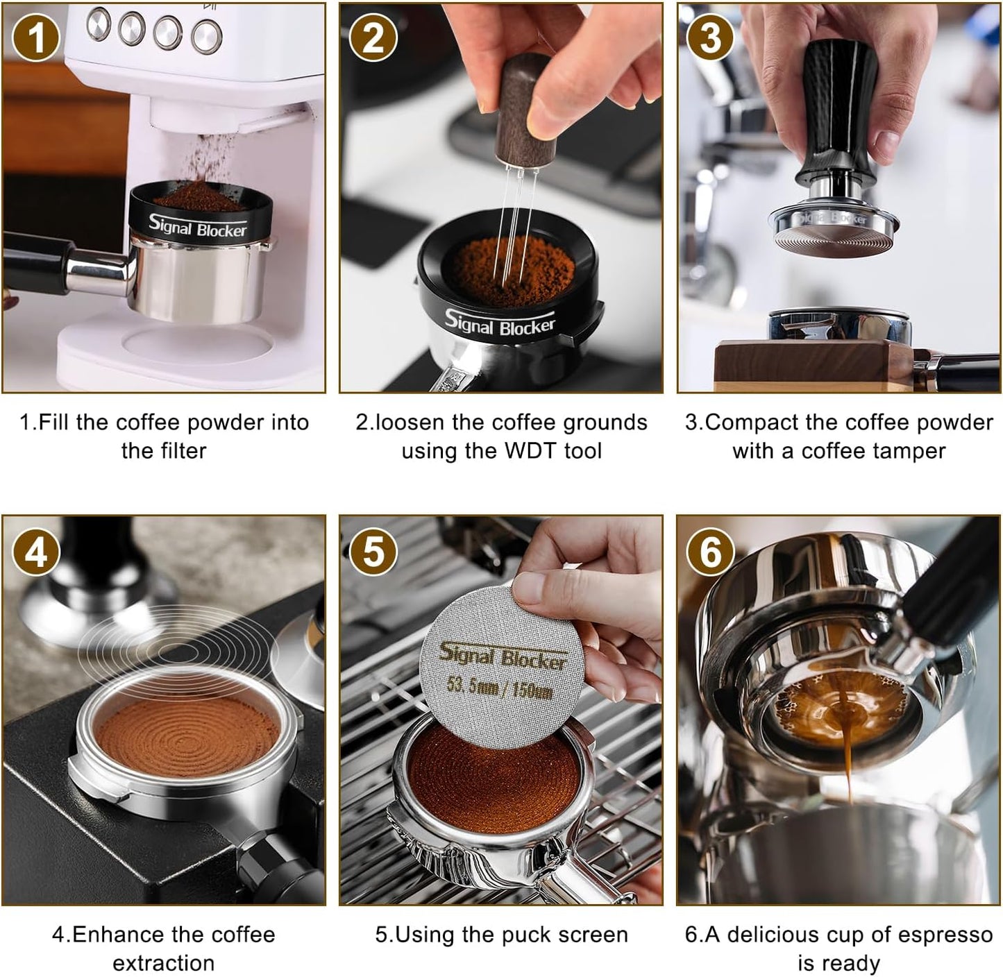 54mm Espresso Dosing Funnel & 53.5mm Puck Screen for Breville: Magnetic Coffee Dosing Ring Aluminium Metal - Reusable 1.7mm Thickness 150μm Puck Screen 316 Stainless Steel | Fits All 54mm Portafilters