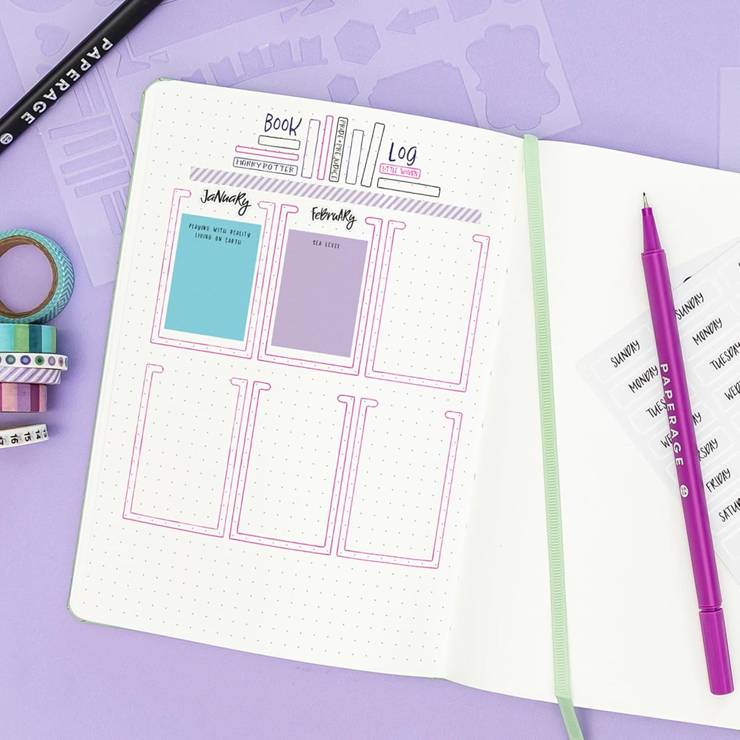 PAPERAGE Dotted Journal Notebook, (Navy), 160 Pages, Medium 5.6 in x 8 in - 100 GSM Thick Paper – Hardcover Journaling Notebook for Work, School & Bullet Journaling