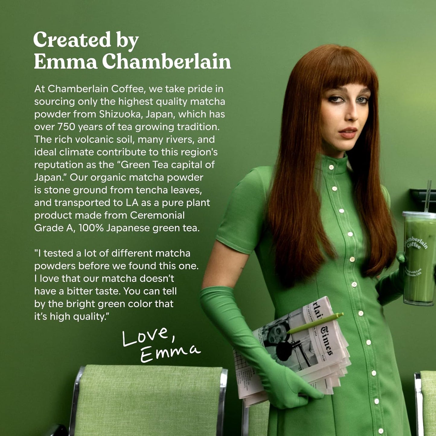 Chamberlain Coffee Ceremonial Matcha Green Tea Powder - Japanese Green Tea + Original Grade Matcha - Hot or Iced - Organic, Vegan & Gluten-Free Matcha Powder, 1.06 oz