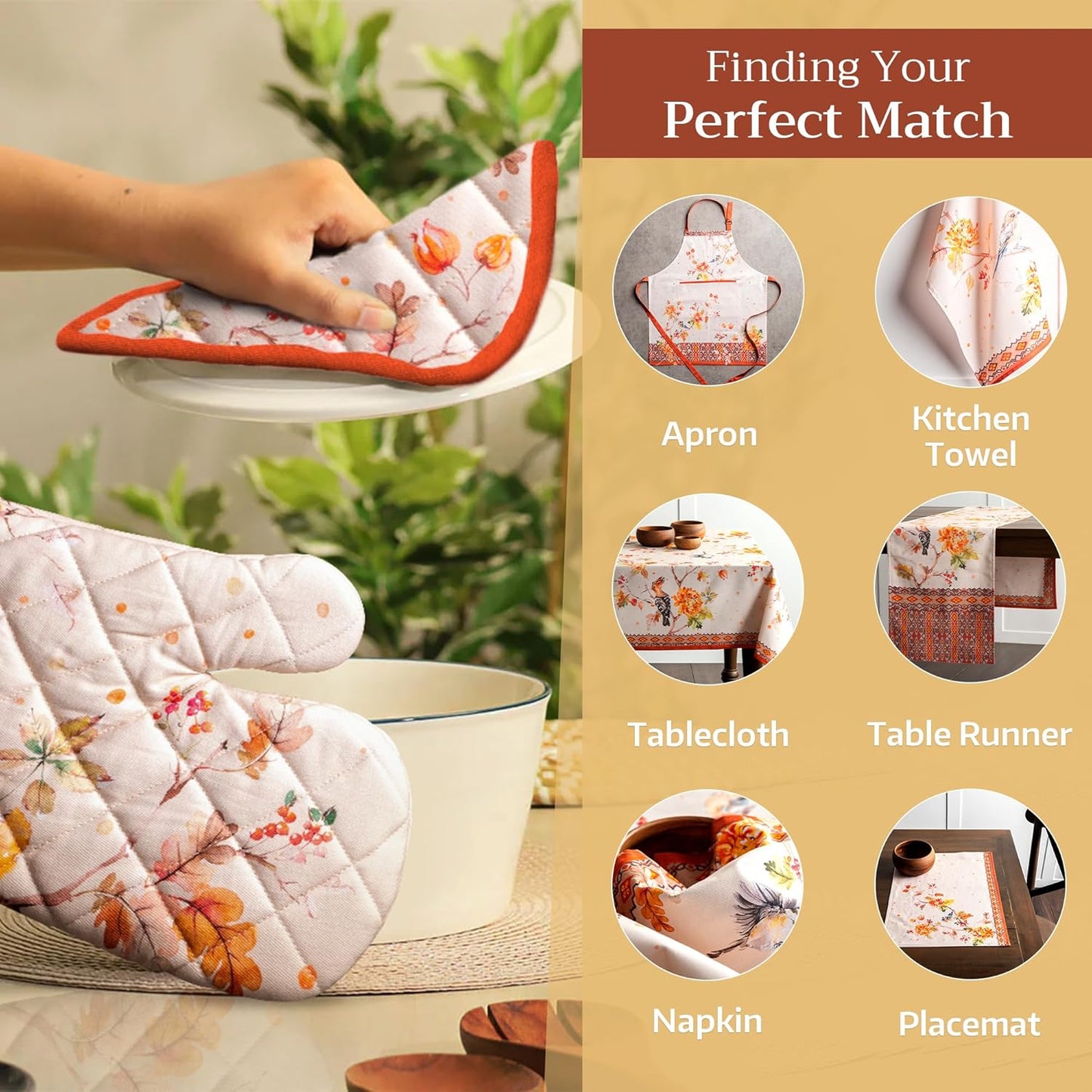 Maison d' Hermine Pot Holders Set 100% Cotton Heat Resistant Potholders 8" x 8" Hot Pads with Loop BBQ, Cooking, Baking, Grilling, Kitchen, Handling Hot Pans (Pack of 2, Kelim - Prairie)