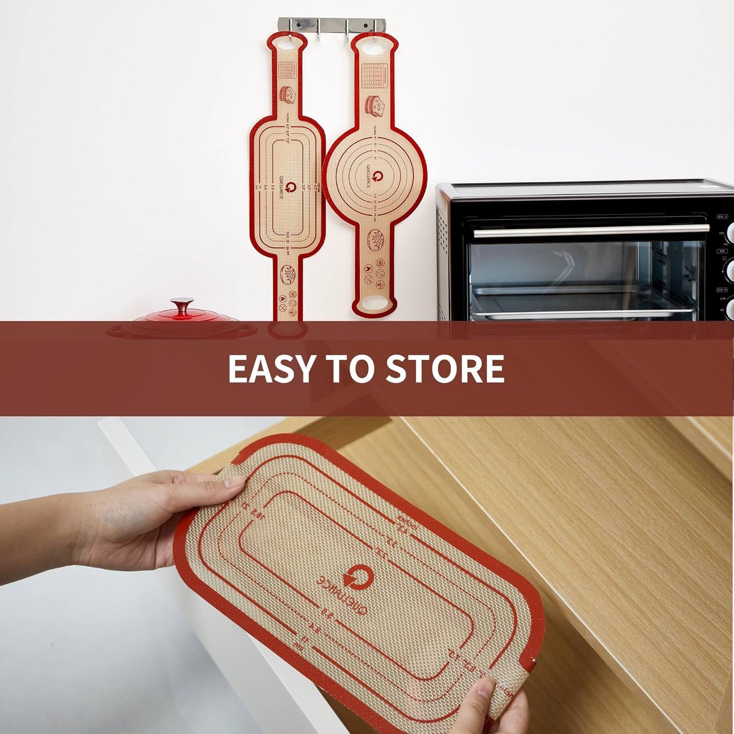 Silicone Sourdough Bread Sling Mat - 2Set Oval Round Dough Baking Slings for Dutch Oven, NonStick High Degree Kitchen Sour Cookie Making Loaf Pan Lifter Liner, Reusable Transfer Mats With Long Handles