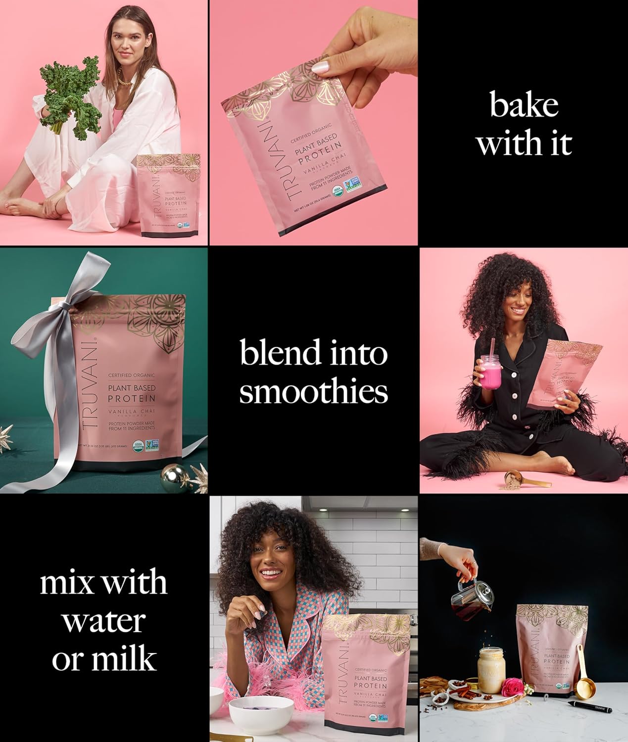 Truvani Vegan Pea Protein Powder | Vanilla Chai | 20g Organic Plant Based Protein | 20 Servings | Keto | Gluten & Dairy Free | Low Carb | No Added Sugar