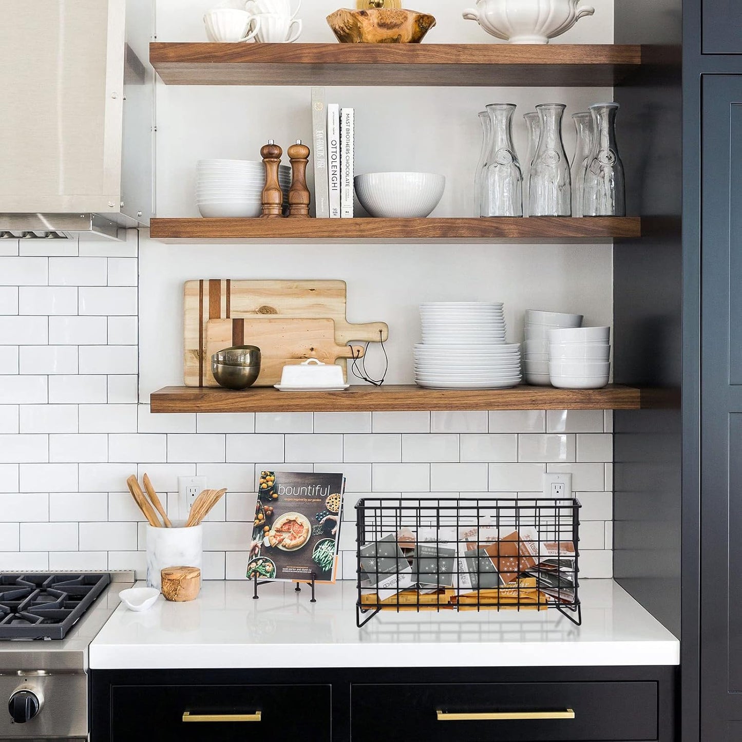 ELLDOO Coffee Pod Holder, Large Capacity Coffee Pod Organizer for K Cup Keuring Espresso Capsule Coffee Creamer, Metal Coffee Pod Storage Basket for Kitchen, Coffee Bar Decor (Black, Medium)