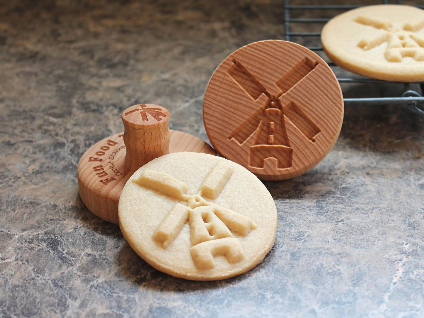 Wood Cookie Stamp, 2.5 Inch (Windmill CS-120)