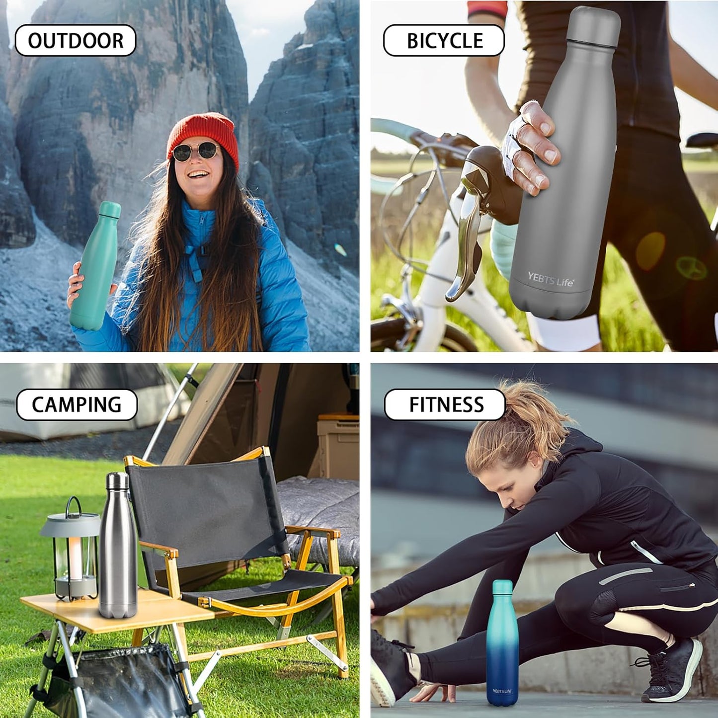 Insulated Water Bottle,17oz Stainless Steel Water Bottles with straw lid,Metal Sports Thermos Water Bottles for Boys,Girls,Double Wall Vacuum BPA-Free Flask for School, Sports (Grey)