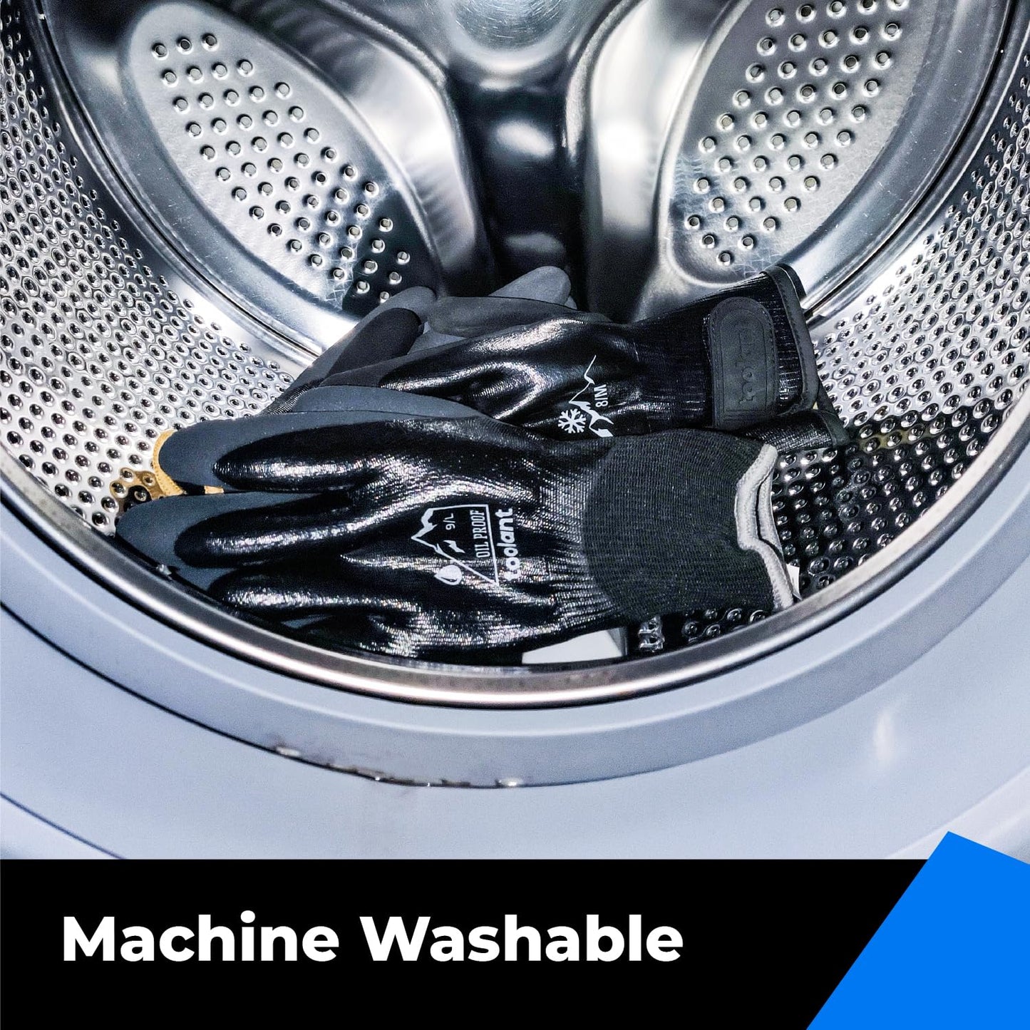 Waterproof Gloves Bulk Pack for Men and Women, 3 Pairs, Freezer Gloves with Grip, Double Nitrile Dipped for Extreme Oil Repellent, for Construction, Mechanics, Mining, Plumbing, Black, Medium