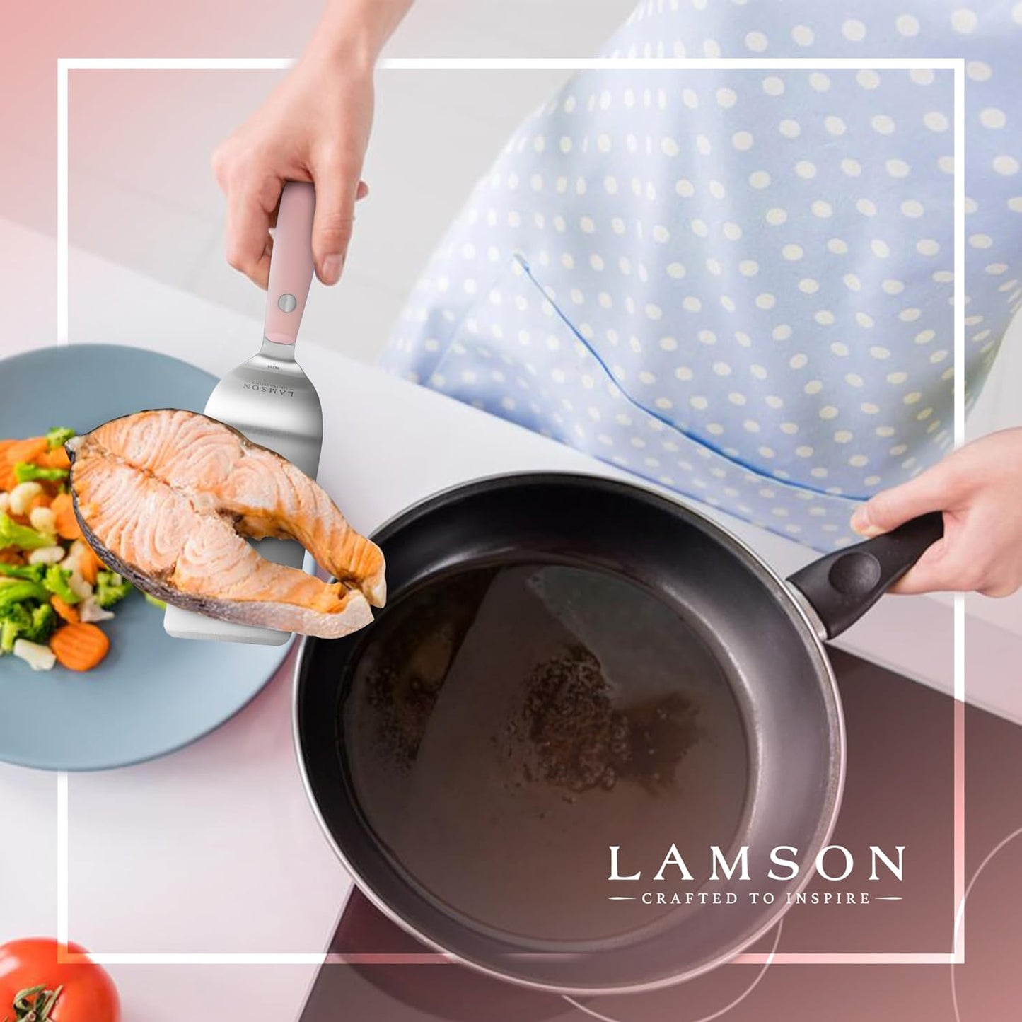 Lamson Vintage Presidential Pink Handle 2.5" x 4" Easy Entry Turner