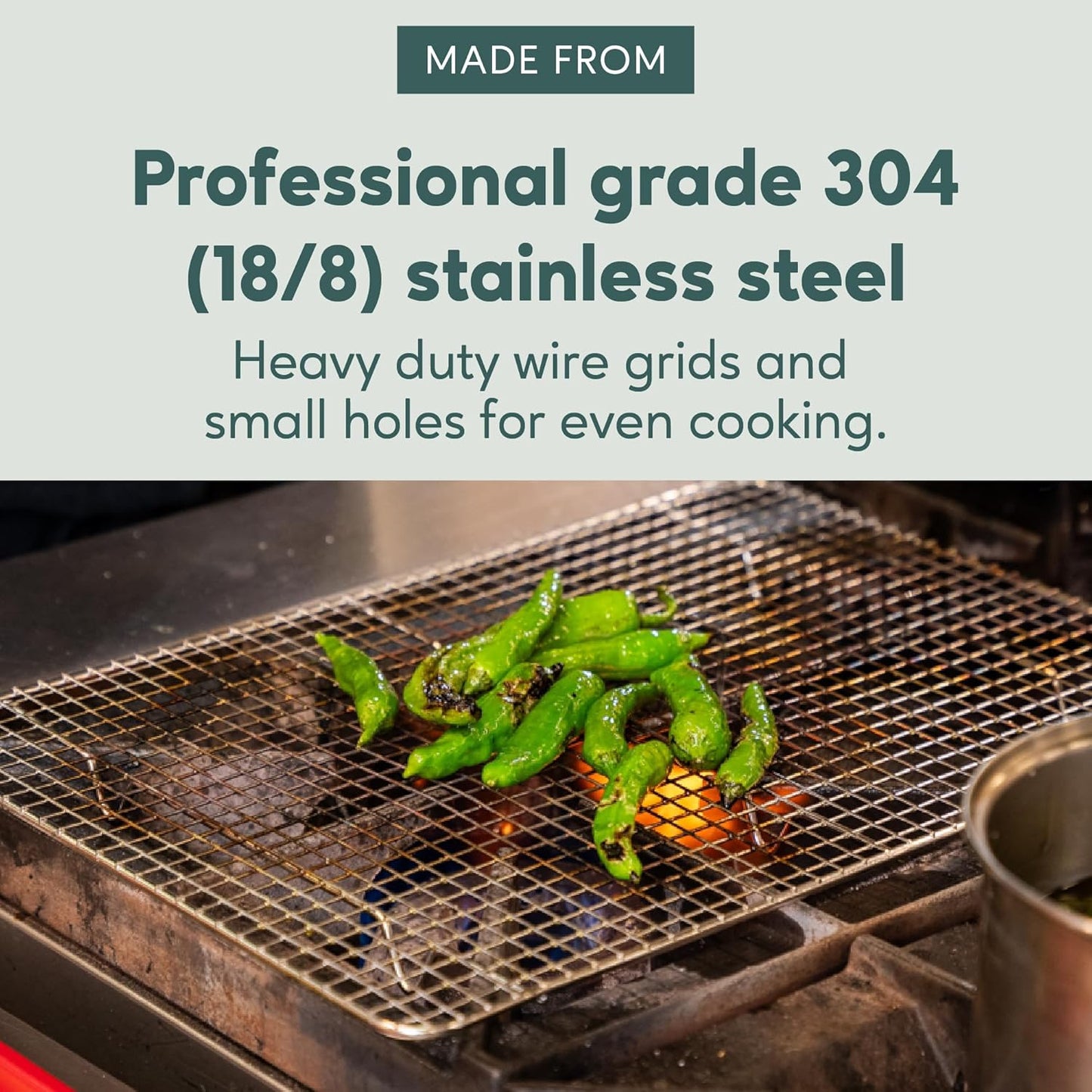 Ultra Cuisine Heavy Duty 100% Stainless Steel Cooling Rack for Cooking and Baking - Baking Rack & Wire Cooling Rack - Fits Half Sheet and Jelly Roll Sheet Pans - 11.5''x16.5'' & 10''x14.75''