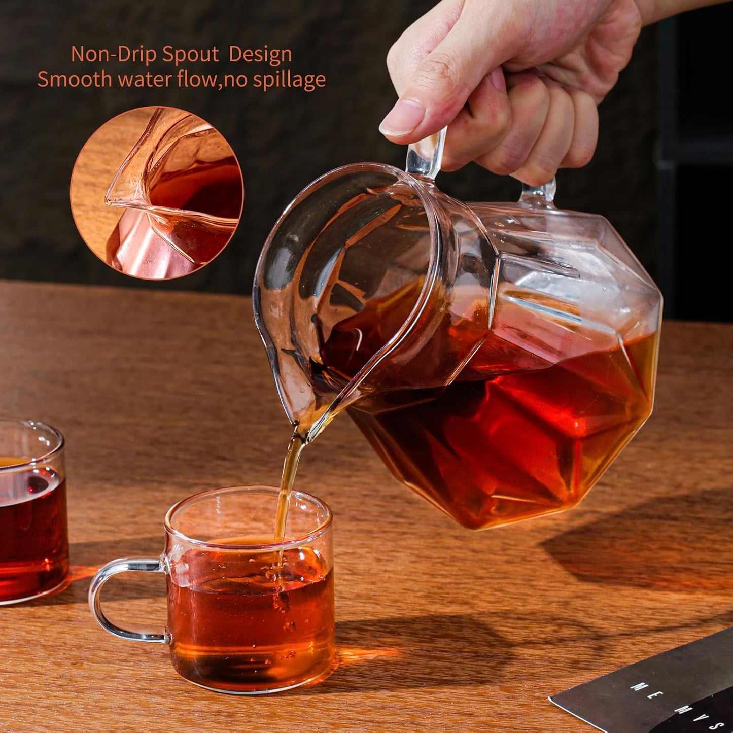 Pour Over Coffee Maker Set, 21 oz/620ml Glass Pour Over Coffee Dripper Filter Coffee Maker Kit Manual Grinder with Walnut Handle for Home Office Cafe Restaurant Camping (Clear)