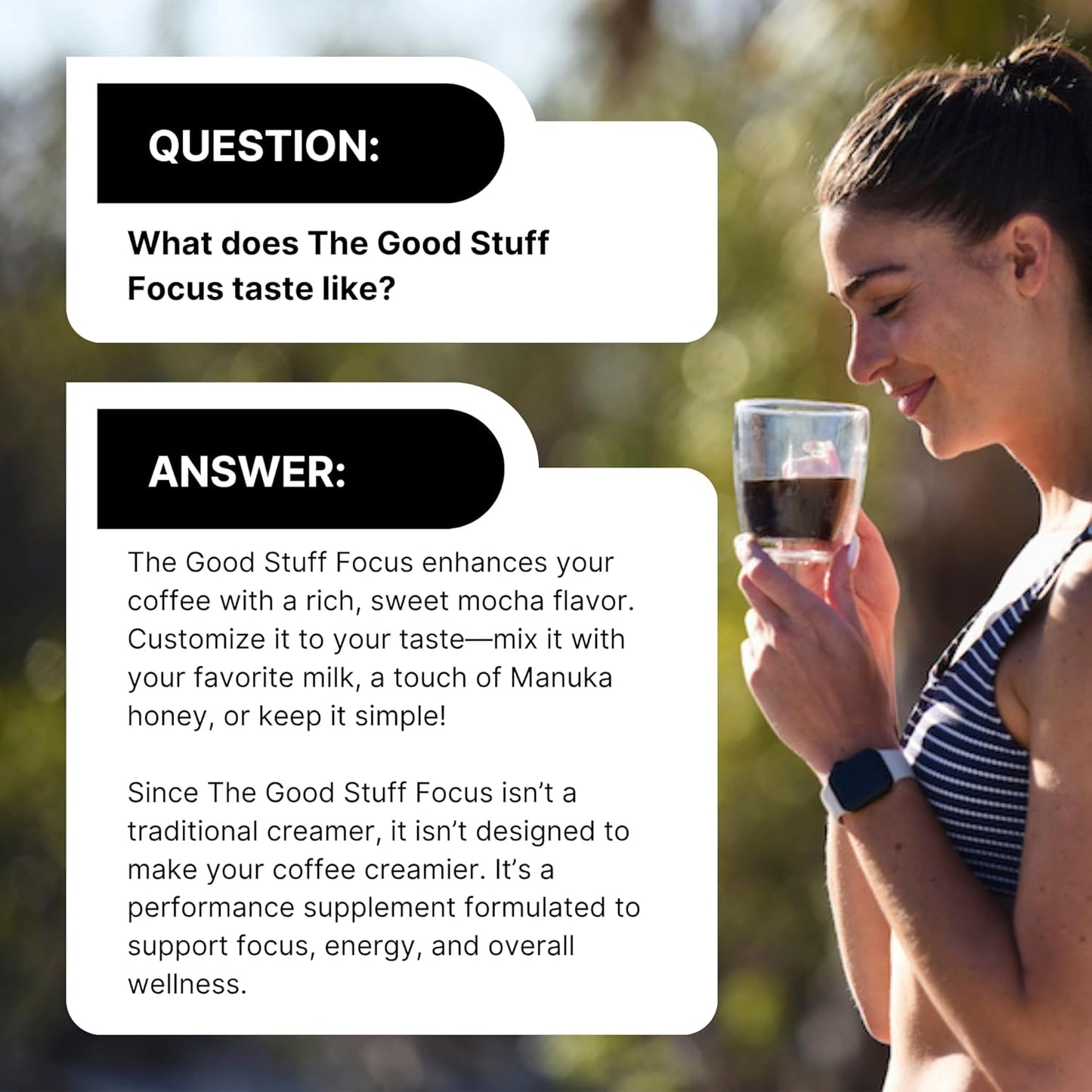 For Wellness The Good Stuff Focus – Mocha Coffee Booster | Nootropic Collagen Creamer with MCTs for Focus, Energy & Wellness | Non-Dairy, Keto-Friendly, 30 Servings