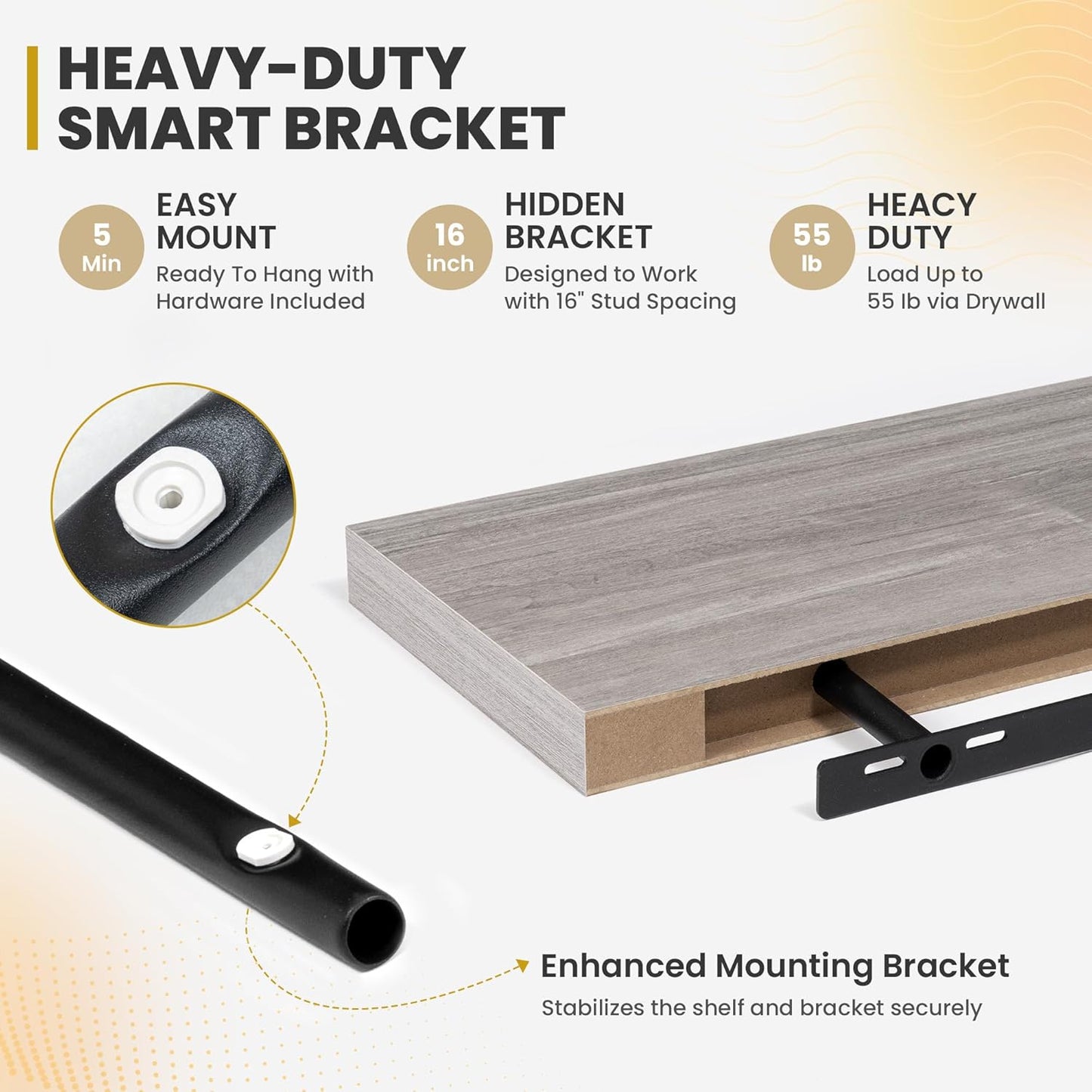 30 Inch Floating Shelves, 9.3" Deep Floating Shelf Wall Mounted, 30" Wall Shelves, Rustic Deep Bookshelf, Large Display Shelves & Storage Shelves for Bedroom, Living Room, Gray, Set of 2