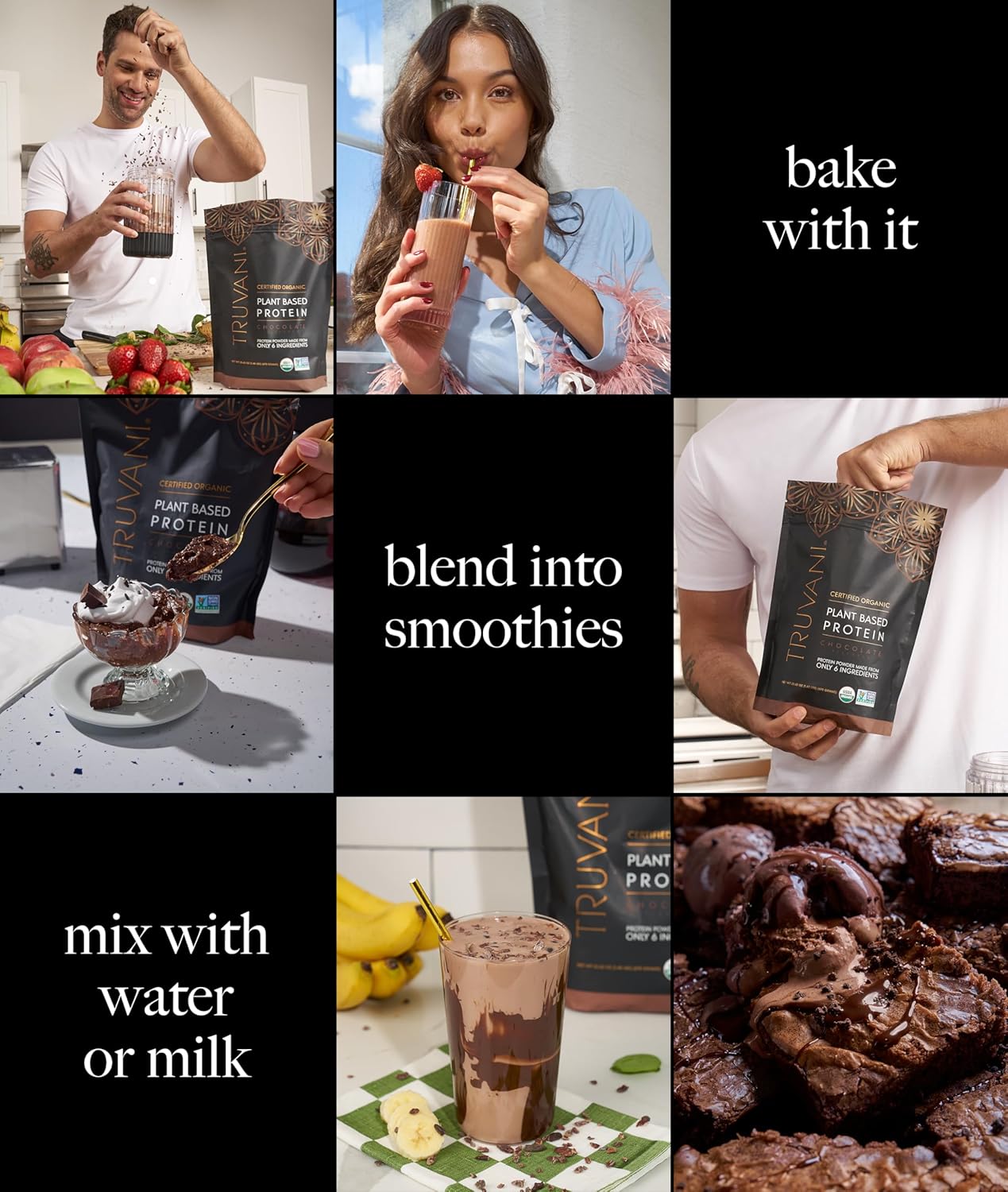 Truvani Vegan Pea Protein Powder | Chocolate | 20g Organic Plant Based Protein | 20 Servings | Keto | Gluten & Dairy Free | Low Carb | No Added Sugar