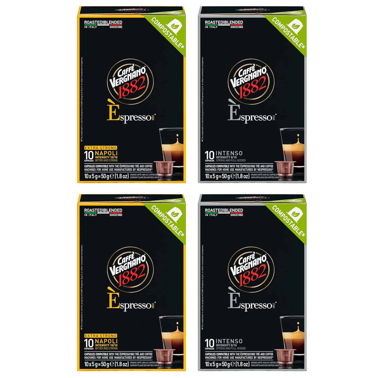 Caffe Vergnano 1882 Napoli & Intenso 10 Capsules Strong 4 Pack