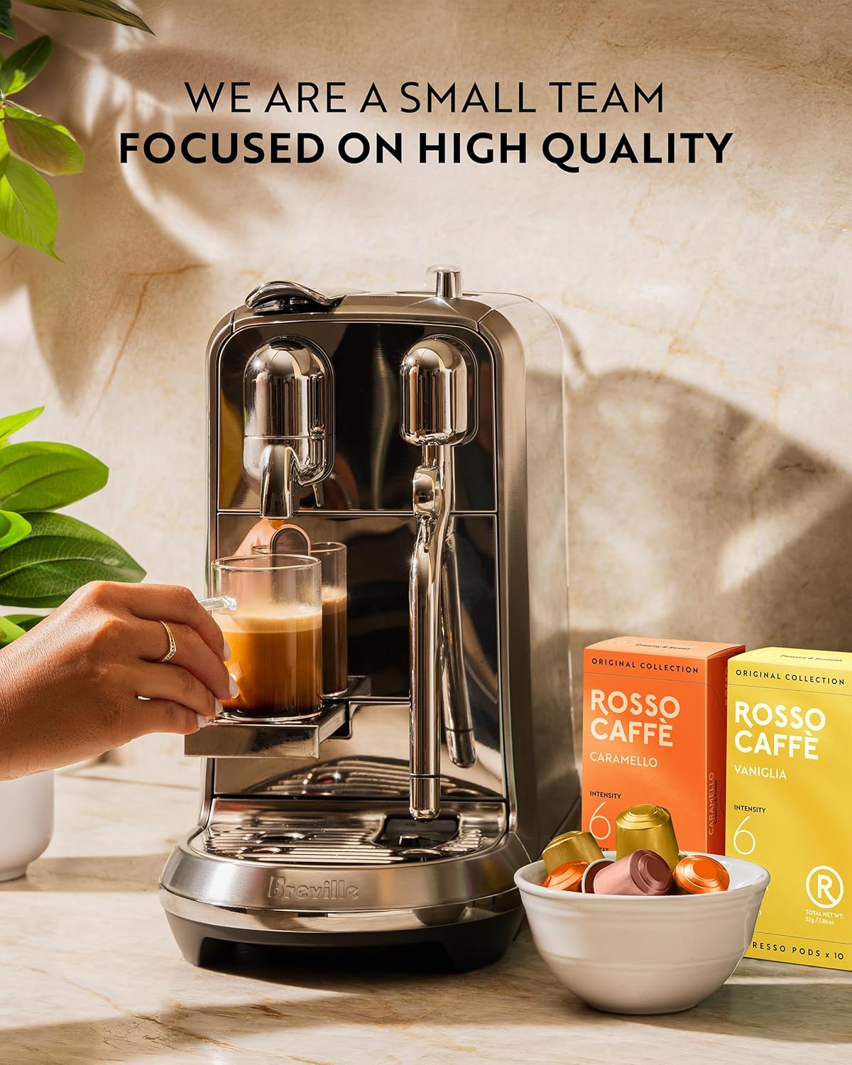 ROSSO CAFFÈ 120 Espresso Coffee Pods for Nespresso Original Machines - Value Pack of Premium Flavored Capsules, 3 Rich and Balanced Desert Coffees (Vanilla, Crème Brulee, Caramel)