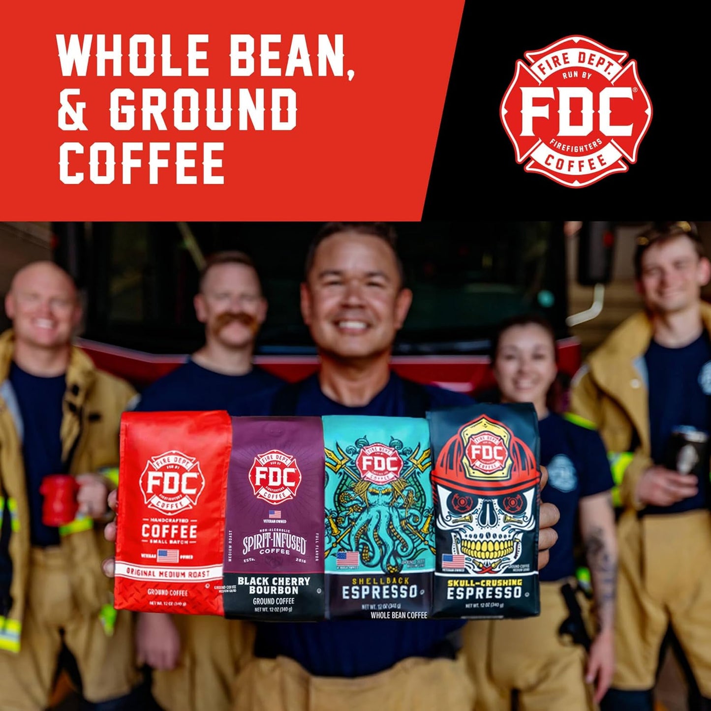 Fire Department Coffee - Gives Back to Firefighters - Balanced & Smooth Original Medium Roast Coffee Beans - Roasted in the USA - Whole Bean - Veteran Owned - Bulk 5 LB