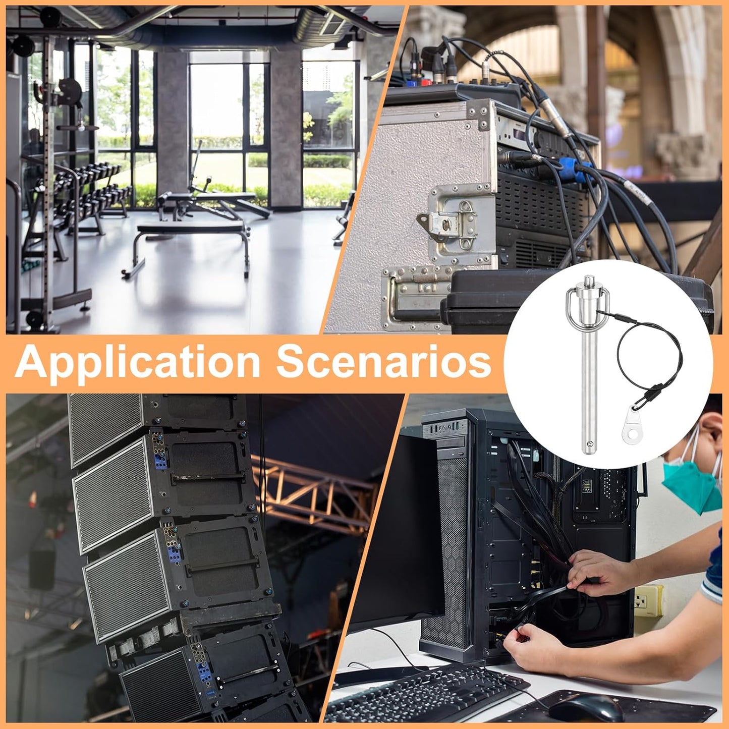 uxcell 1 Pcs Quick Release Pin, 3/8" x 3"(Dia. x L) Push-Button Ball Locking Pin 304 Stainless Steel Ring Handle Locking Pin with Wire for Audio Bimini Top Marine, Silver