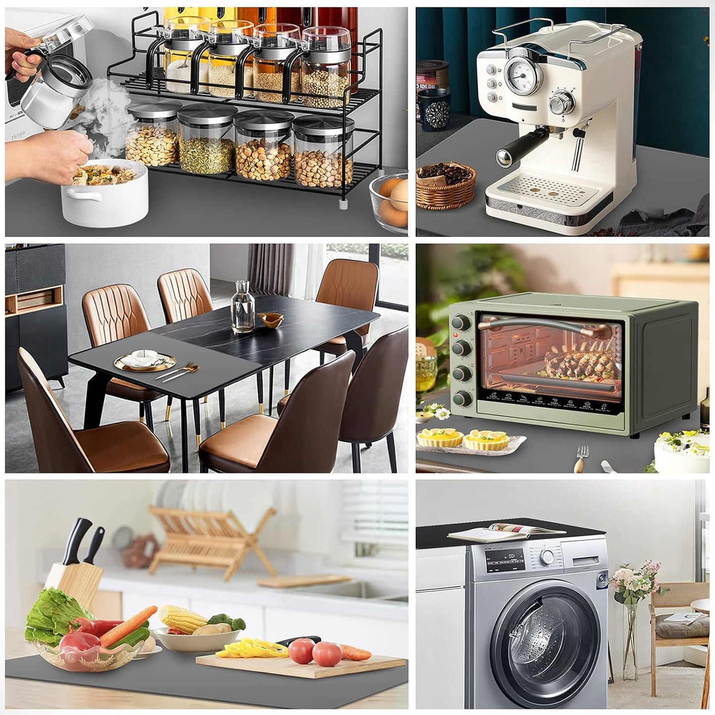 Ewen 31.6x23.5in Heat Resistant Mats for Countertop, 2mm Thick Extra Large Silicone Countertop Protector Mat for Baking Appliances Air Fryer Coffee Maker Kitchen Table Workbench Art Crafts Pad Gray