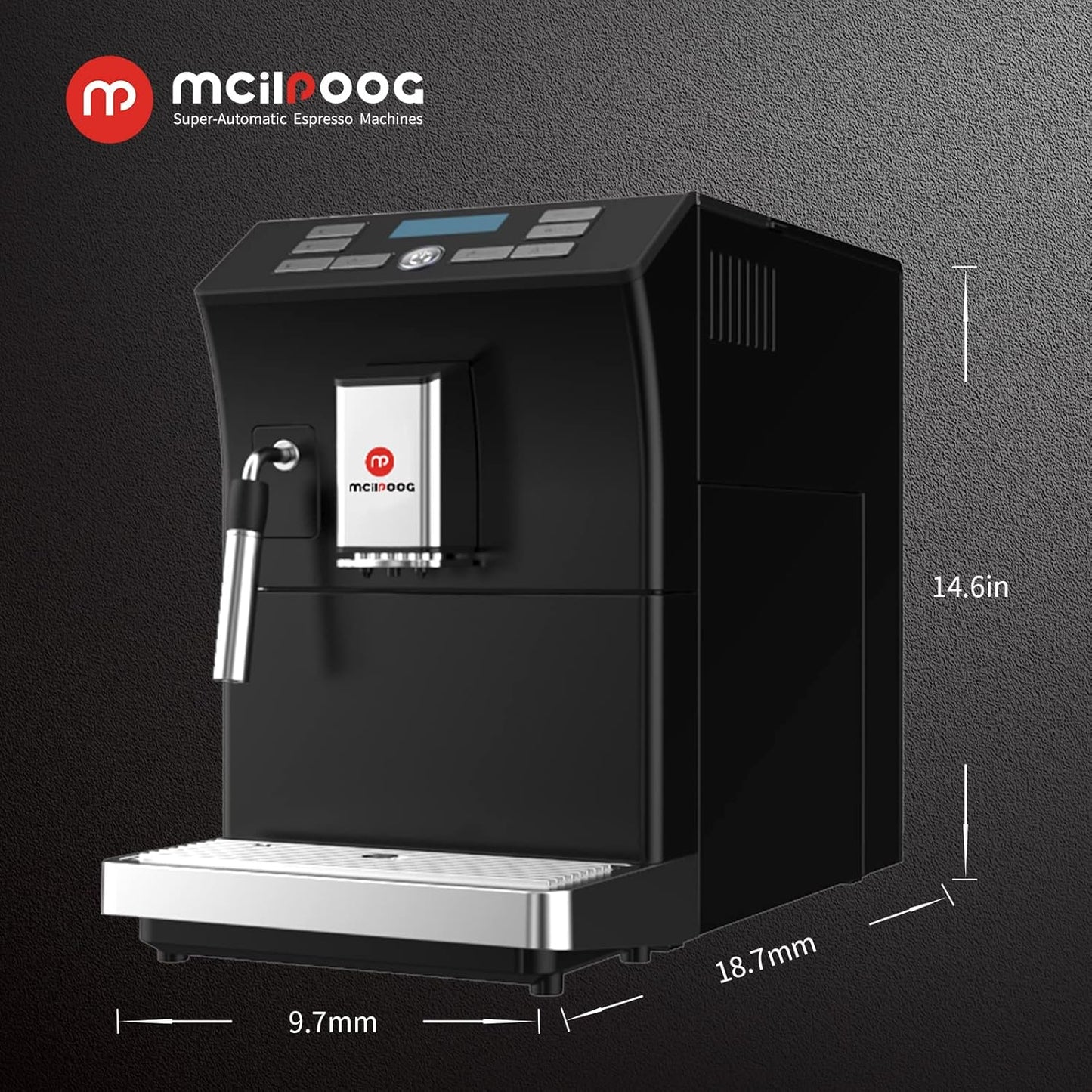 Mcilpoog WS-201 Super Fully Automatic Espresso Coffee Machine With Bean And Flour Dual-use With Manual Steam Wand And Touch Screen