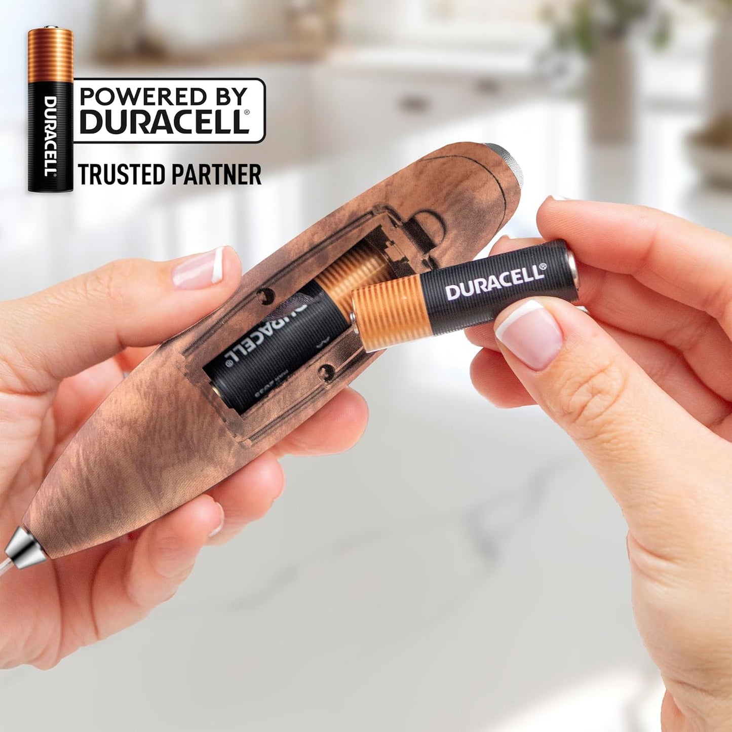 Zulay Kitchen Powerful Milk Frother Wand With 4 AA Duracell Batteries - Ultra Fast Handheld Drink Mixer - Electric Whisk Foam Maker for Coffee, Lattes, Cappuccino, Matcha & Creamer -