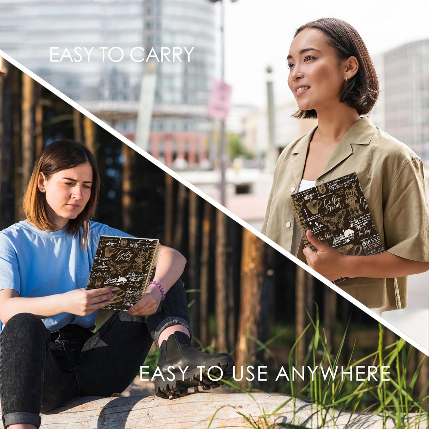 Retro Coffee Spiral Notebook, Coffee Themed Journal Notebook, Coffee Butterfly Notebooks for School Work, Coffee Tasting Office Supplies Gifts for Coffee Lovers Women Men, 5.5x8.3 Inch