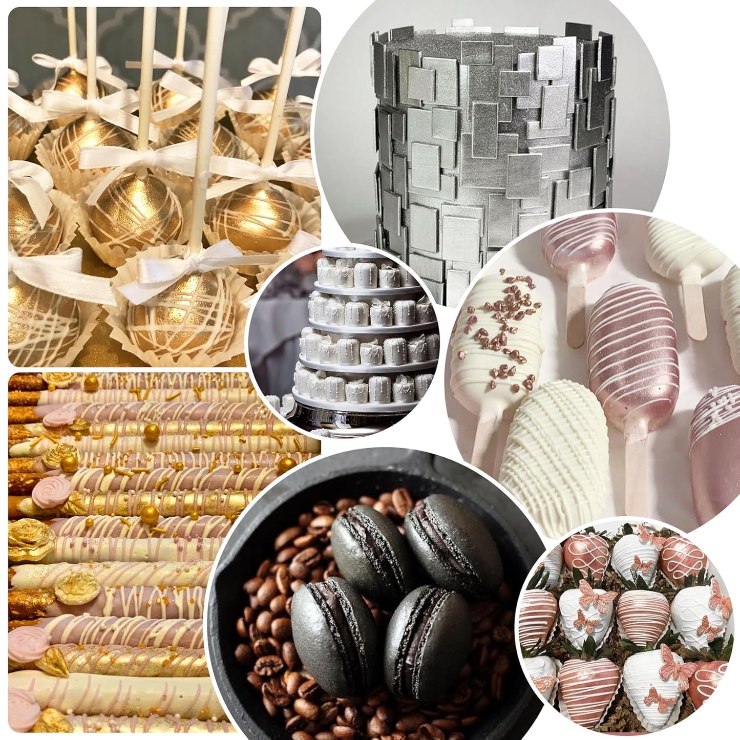 Edible Glitter Paint - 2 fl.oz Food Grade Metallic Glitter Cake Paint for Cake Decorating, Baking, Cupcakes - Shimmer Art Decorative Liquid Edible Paint Food Coloring for Fondant, Donuts (Rose Gold)