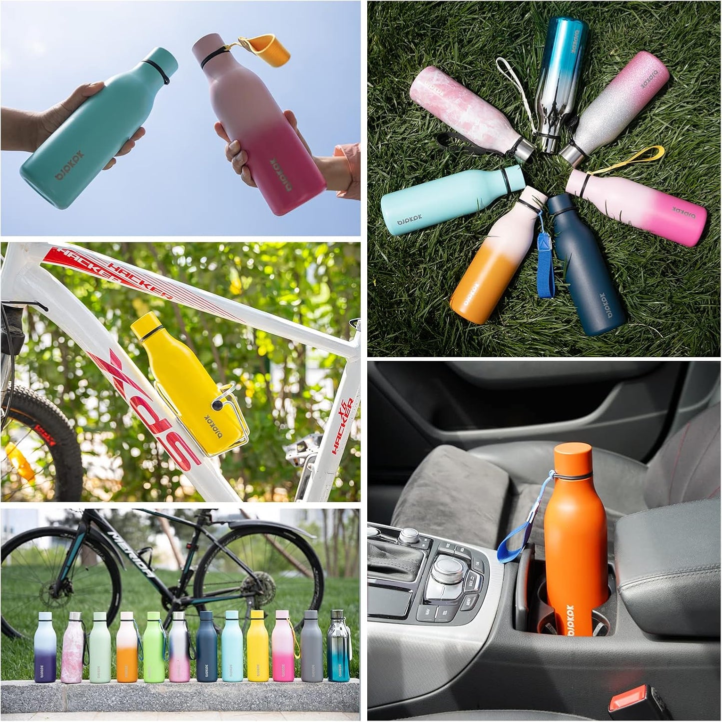 BJPKPK Insulated Water Bottles, 18 oz Stainless Steel Metal Water Bottle with Strap, BPA Free Leak Proof Thermos, Mugs, Flasks, Reusable Water Bottle for Sports & Travel, Navy Blue