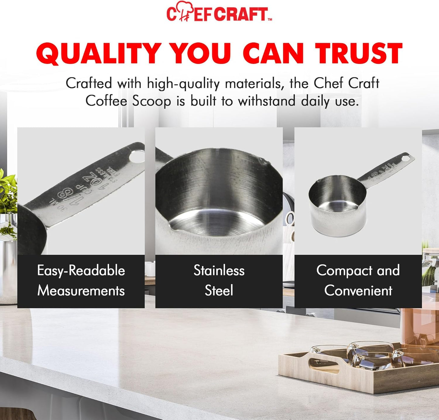 Chef Craft Select Coffee Measurer, 4 inch 2 tbsp, Stainless Steel