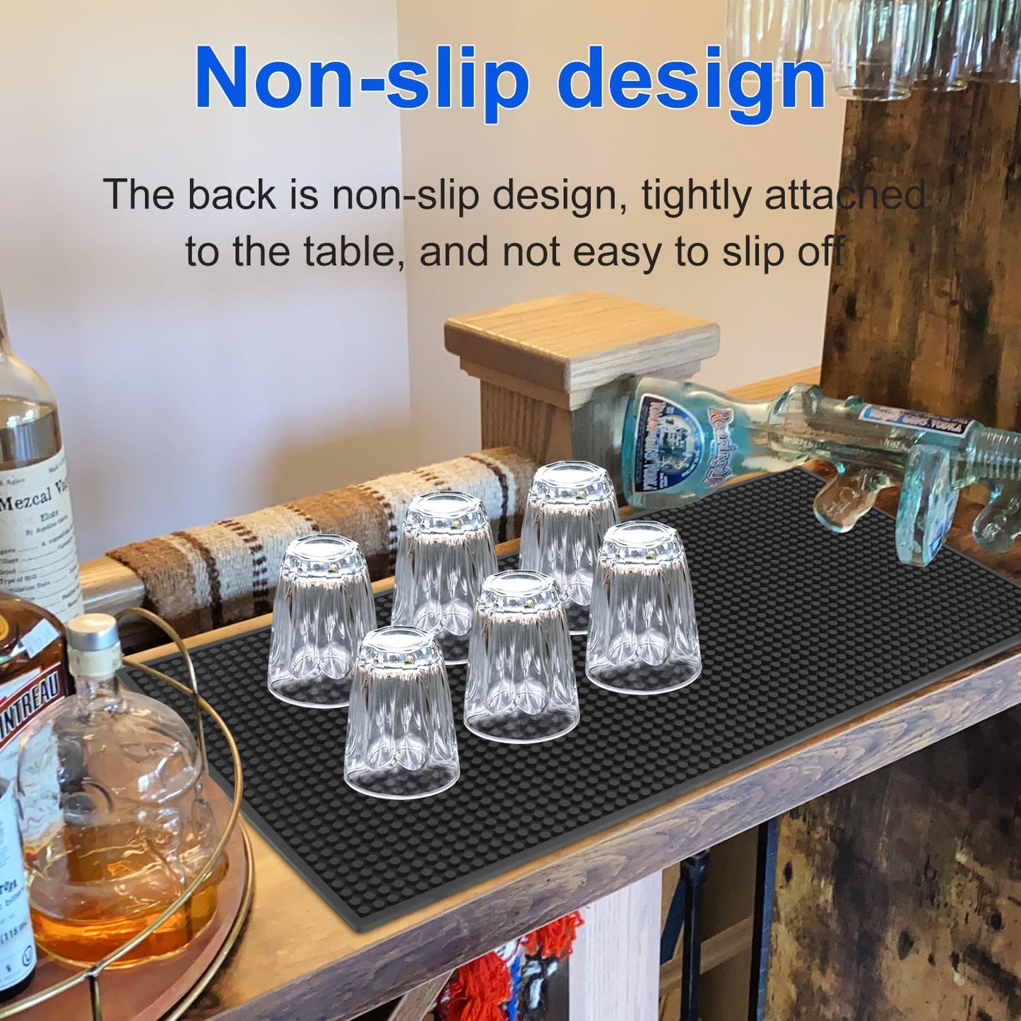 3 Pack Rubber Bar Mats, 24" x 12" Black Large Bar Service Mat, Spill Mat for Countertop, Bartending, Rubber Bar Mats, Efficient and Stylish Solution for Every Bartending Need,by KUKLIPJIM