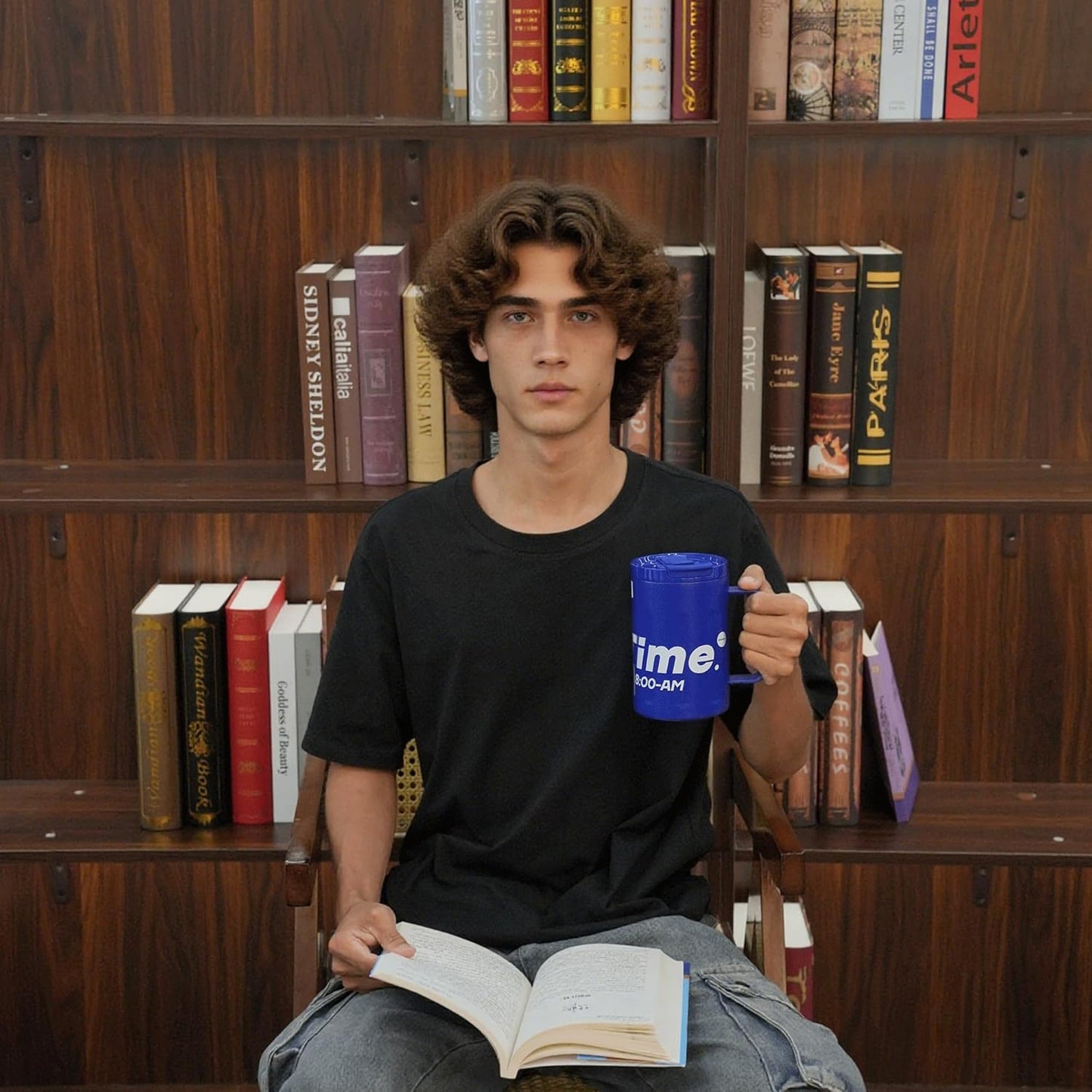 Sidagar+ 18 OZ z Stainless Steel Insulated Coffee Mug with Handle and Lid, Double Wall Vacuum Travel Mug, Tumbler Cup with Sliding Lid, Resuable Insulated Coffee Tumbler, Blue