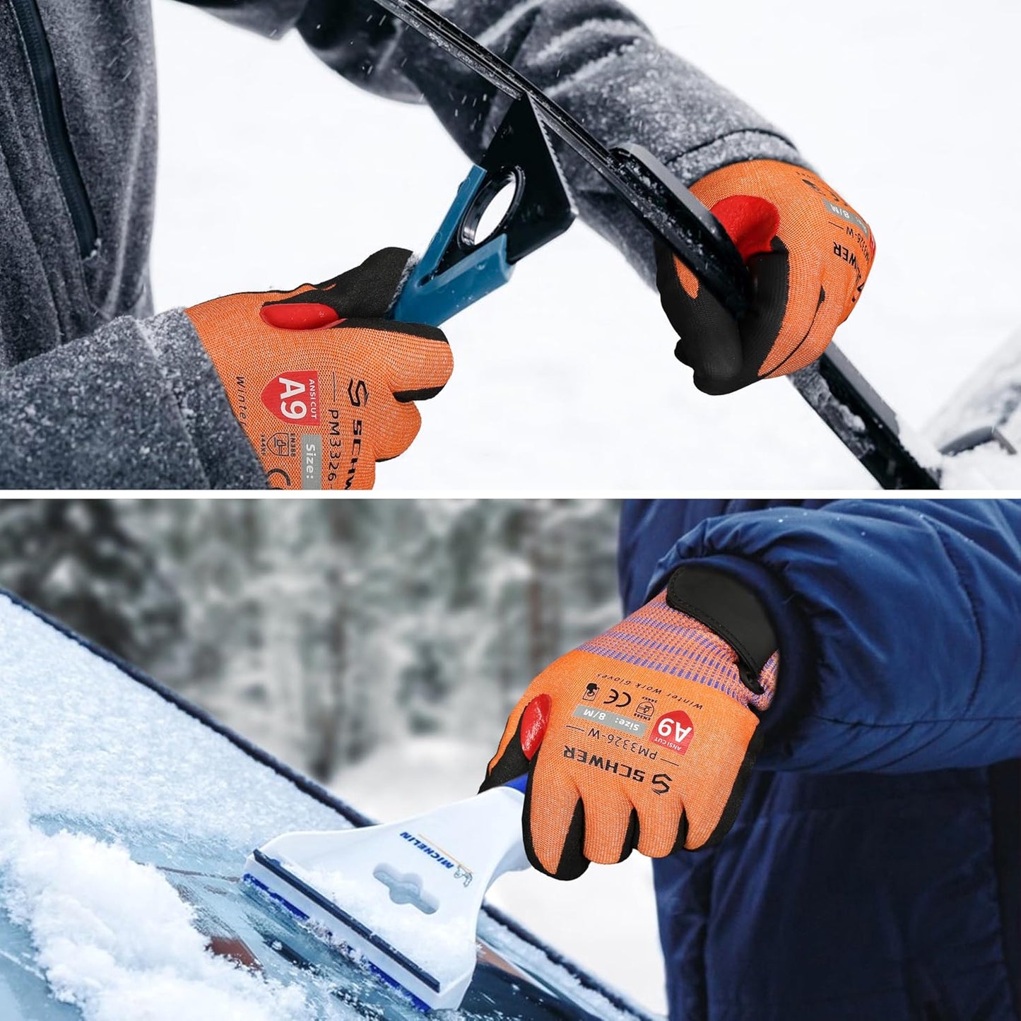 FreezeGuard-X Winter Work Gloves for Men and Women, ANSI A9 Cut Resistant Gloves for Extreme Protection, Freezer Glove With Super Grip, Touchscreen, Thermal Insulated, Non PFAS, PM3326-W (M,2 Pairs)