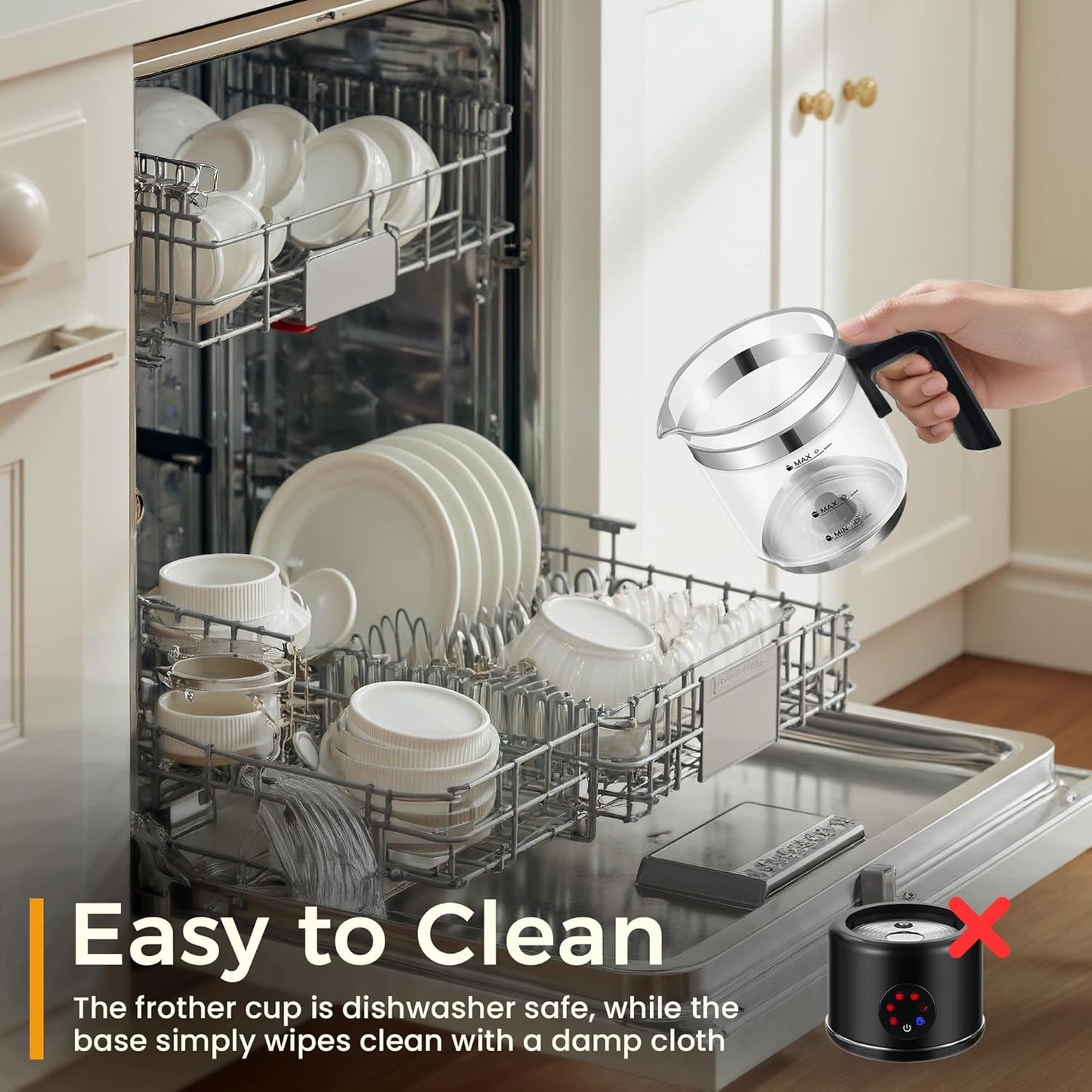 Milk Frother and Steamer, 6 in 1 Milk Steamer and Milk Warmer, 17oz Auto Shut Off Electric Frother with Touch Screen, Hot/Cold Foam Maker for Coffee, Latte, Cappuccino, Hot Chocolate