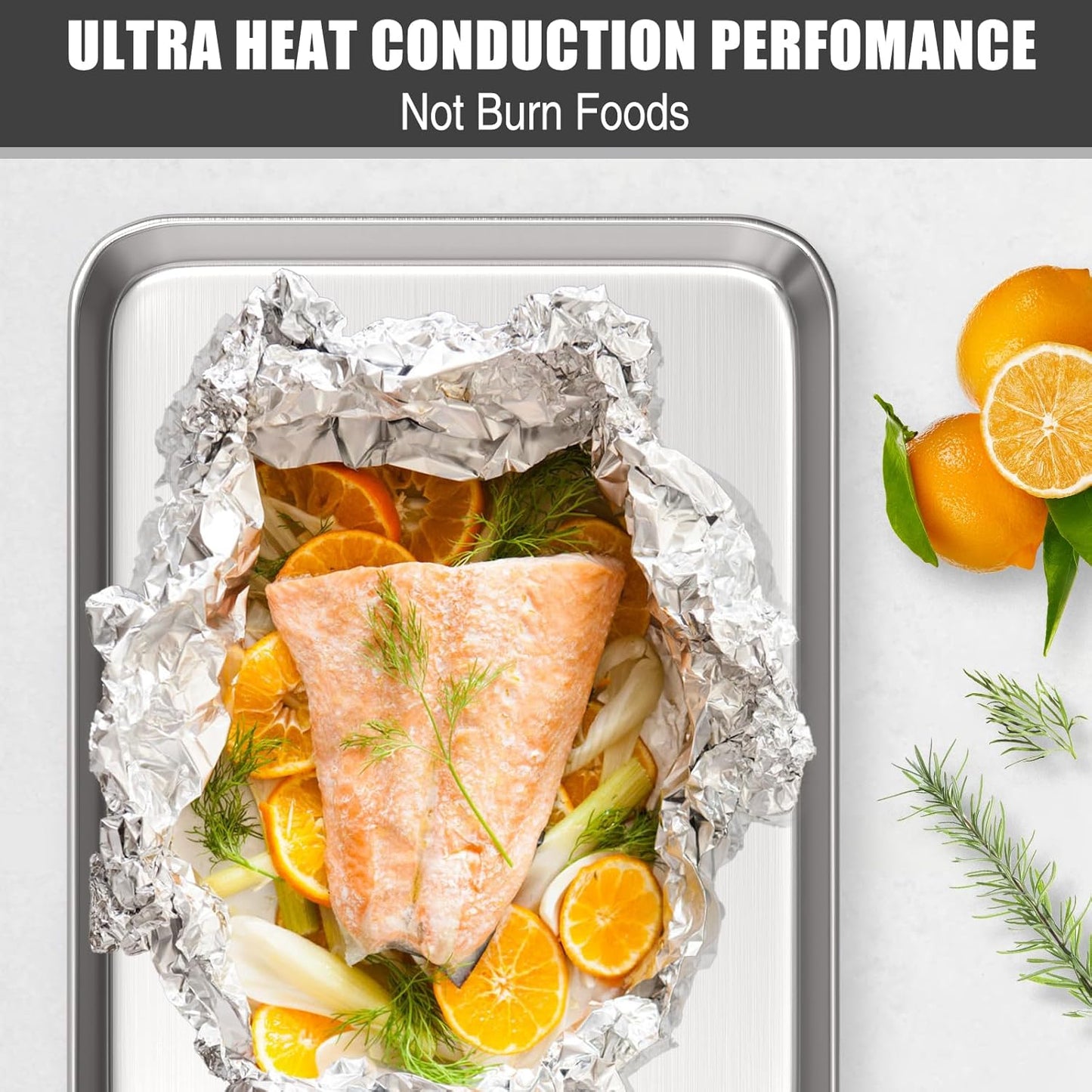 Baking Sheet Cookie Sheet Set of 2, Umite Chef Stainless Steel Baking Pans Tray Professional 9 inch, Non Toxic & Healthy, Mirror Finish & Rust Free, Easy Clean & Dishwasher Safe