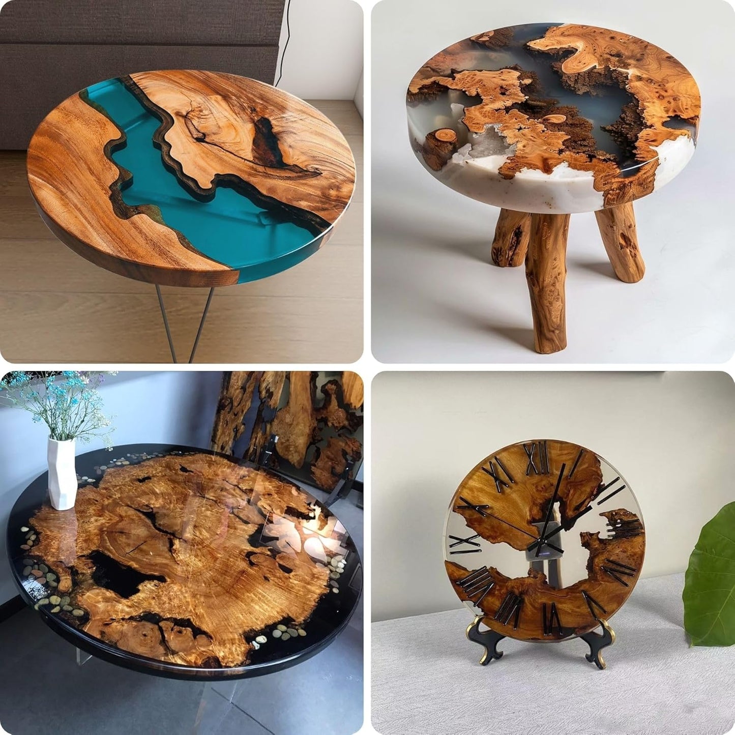 Resin Mold Large Round Deep -Kalinta 30inch Reusable Epoxy Round Molds for Resin Clock, Serving Tray Board, End Table,Floral Preservation Bouquet