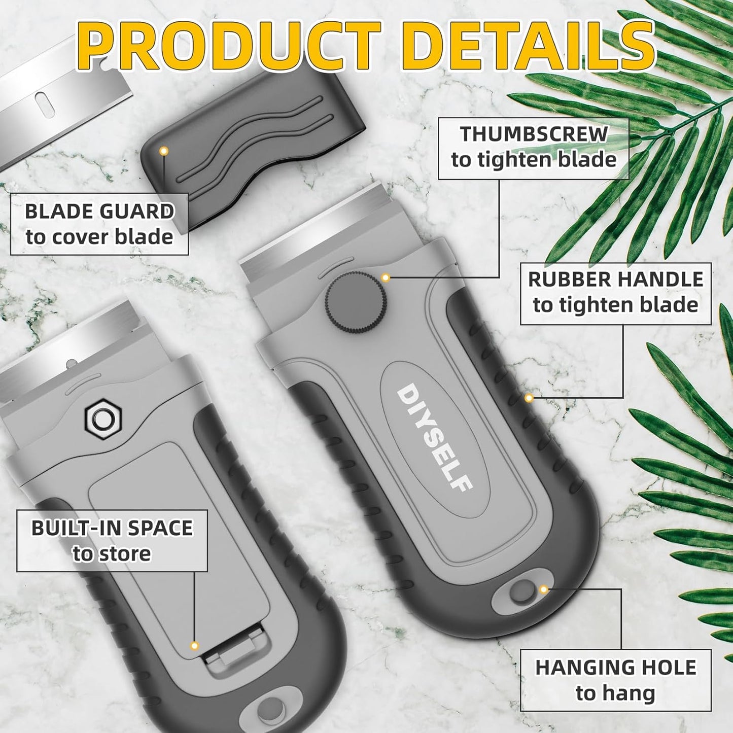 DIYSELF Razor Blade Scraper, 1 Pack Razor Scraper with 15 Razor Blades, Ergonomic Handle, Scraper for Cleaning Glass Stove Top, Windows, Razor Scraper Tool for Oven Door, Cooktop