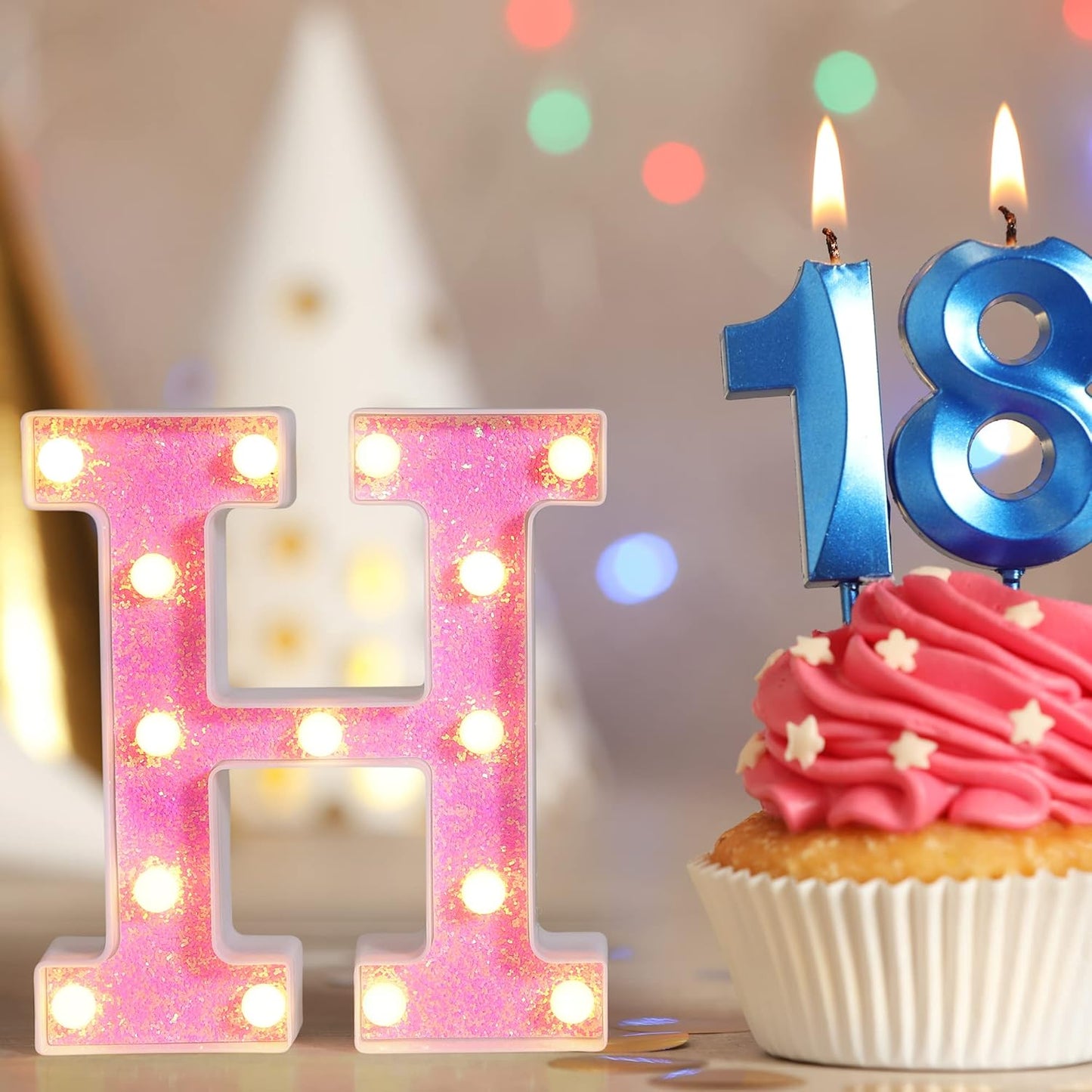 Foaky Pink Light up Letters,Pink Party Decorations,Girls Room Decor,Glitter Light Up Letters,Alphabet Letter Sign for Night Light Birthday Party Girls Gifts, Home Bar Decoration(F)