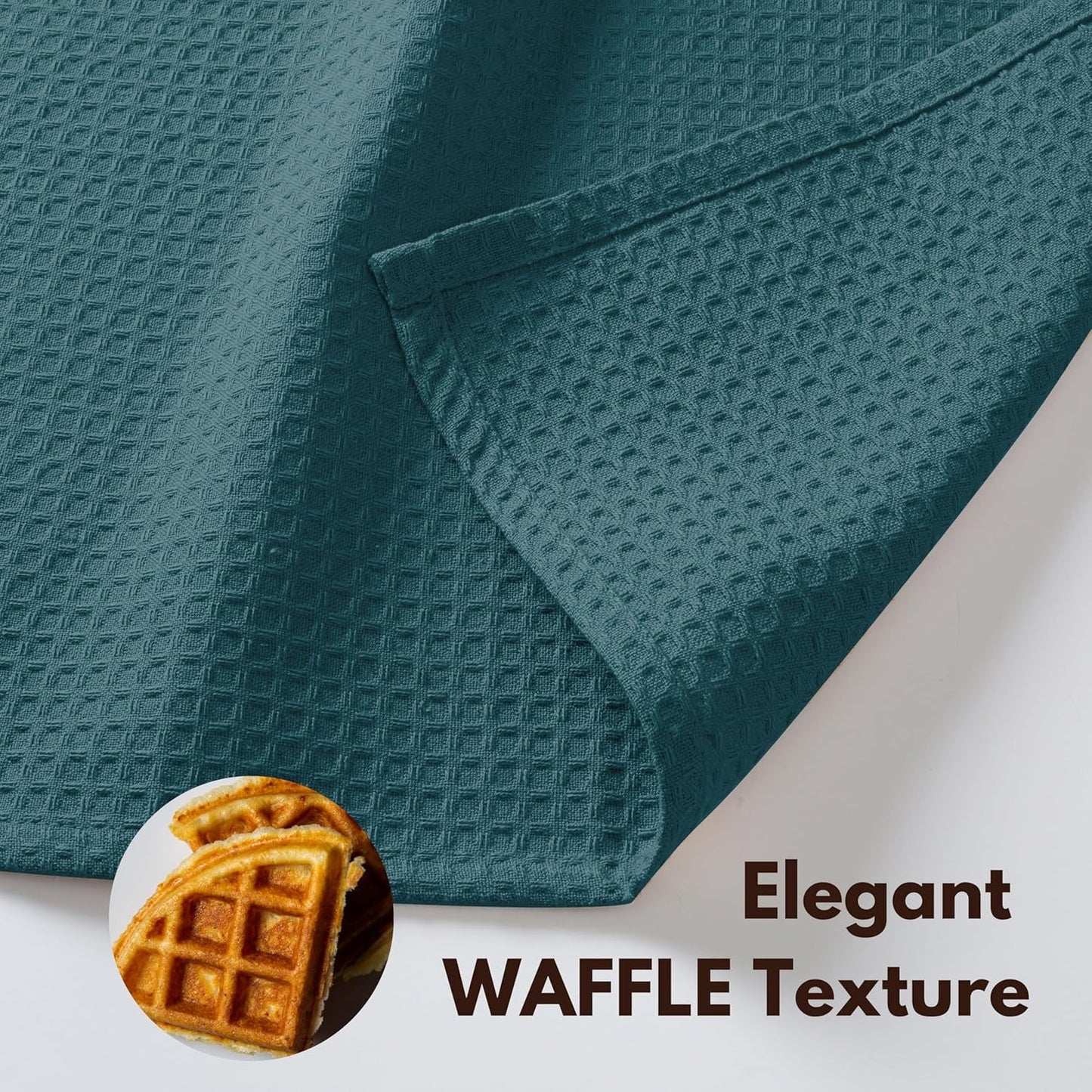 Native Fab Waffle 18 Pack Dish Cloths - Cotton, 12x12 inches, Absorbent, Quick Drying, Washable Towels for Cleaning, Cooking & Baking - Ideal for Home, Restaurants, Bars & Multi Use - Teal Green