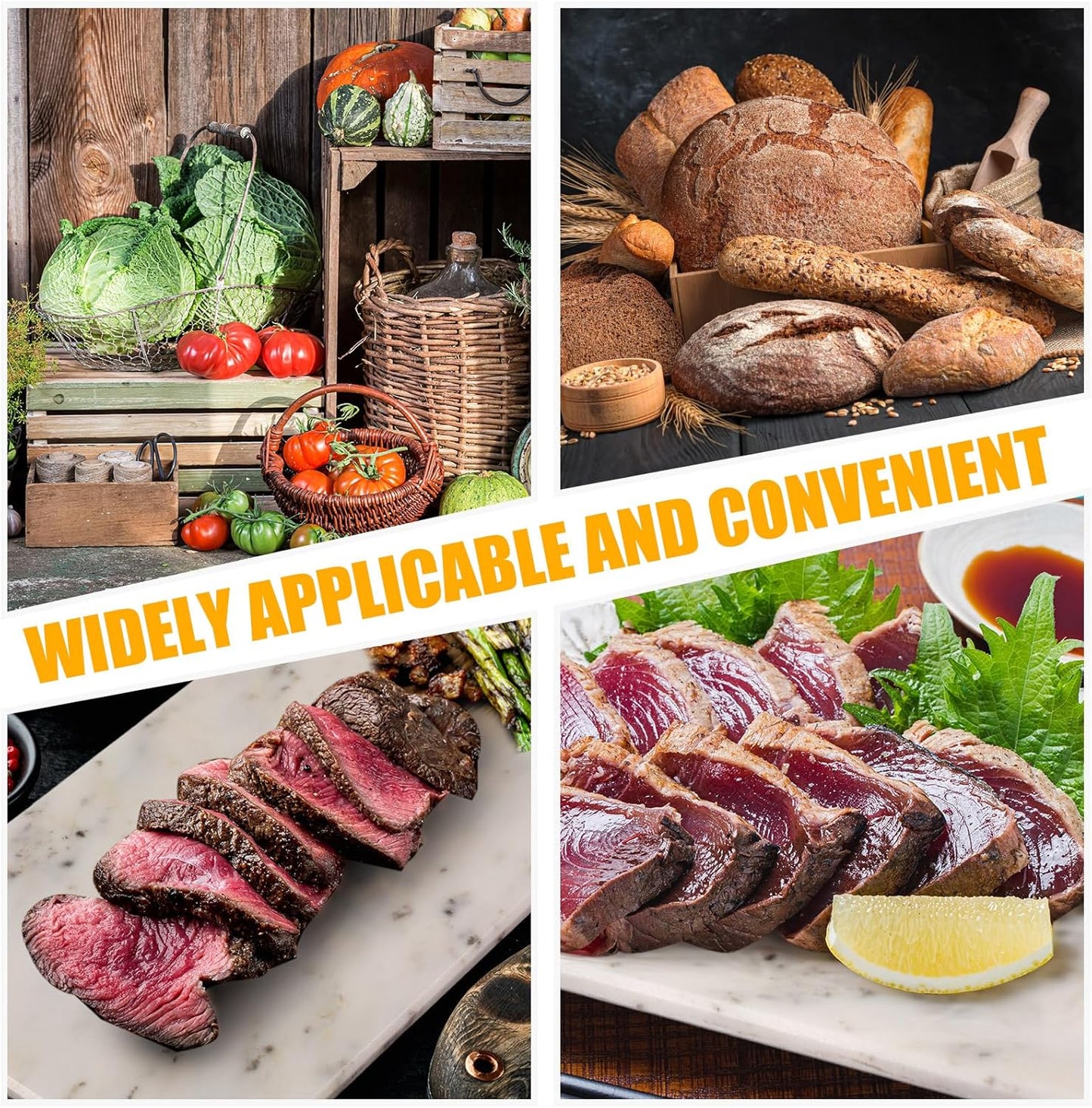 Hushee White Marble Board for Kitchen Marble Serving Tray 3 pcs Different Sizes 9 x 6'' 12 x 8'' 16 x 10'' and Non Slip Feet Pastry Cheese Tray Cutting Board for Pizza Bread Cake Baking Display