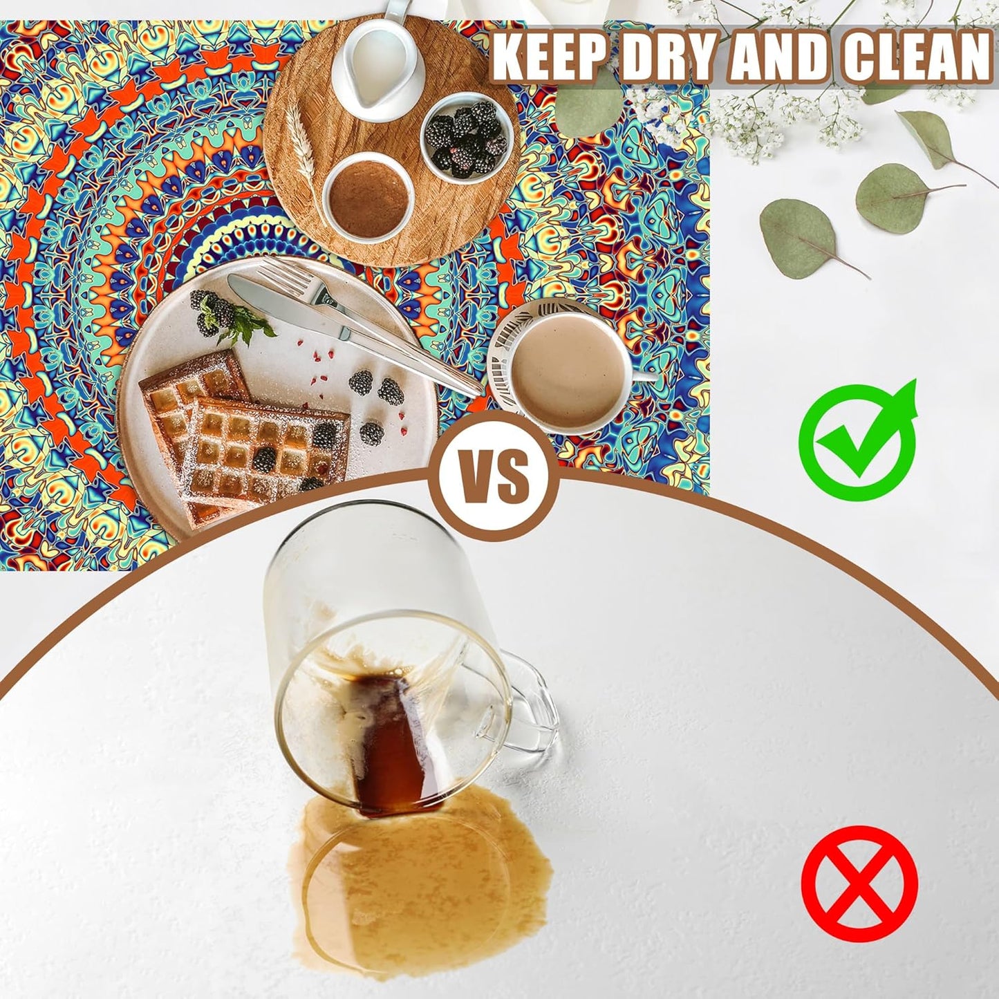 Boho Mandala Ethnic Coffee Mat Absorbent Dish Drying Mat for Kitchen Counter Hide Stain Rubber Backed Coffee Bar Accessories Fit Under Espresso Machine Dish Drainer 11.8 x 19.7 Inch